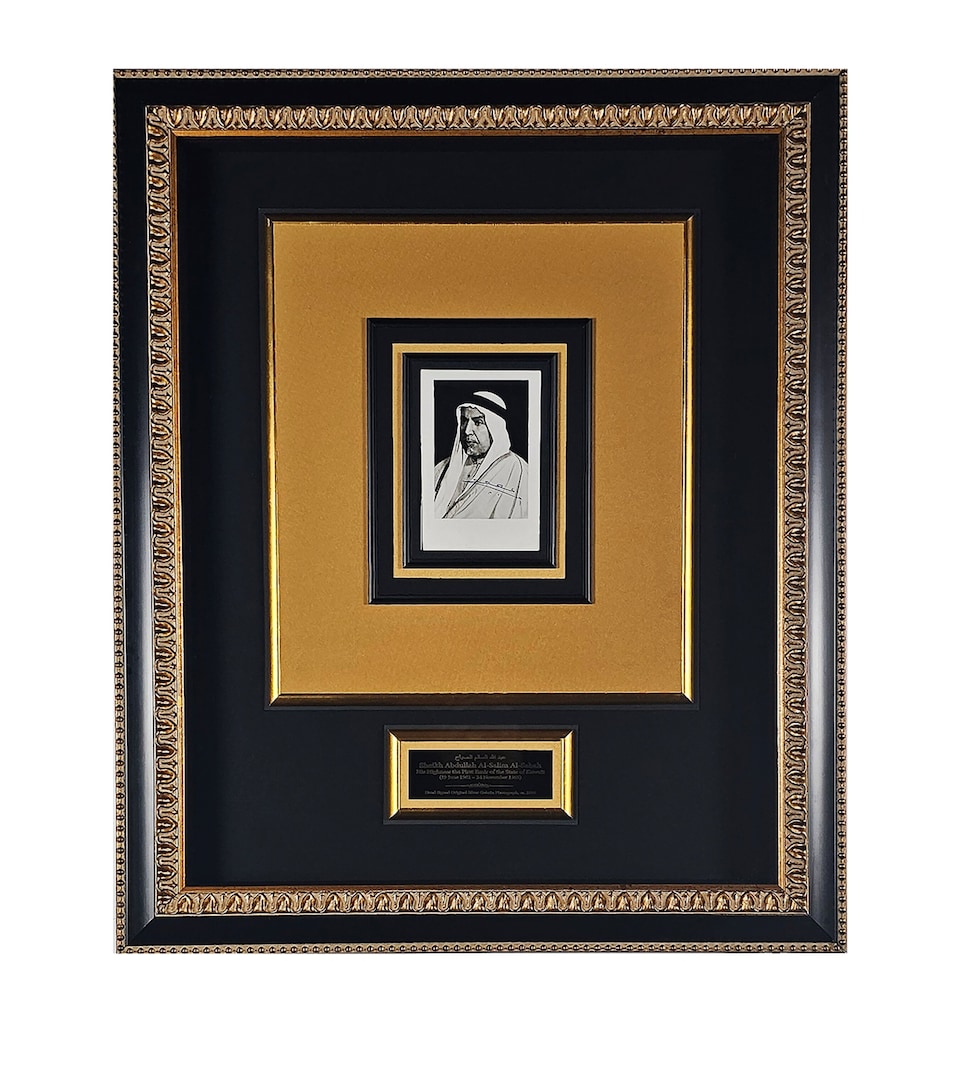 Leipzig Galleries Autographed Sheikh Abdullah Al‑Salim Al‑Sabah Photo Display
