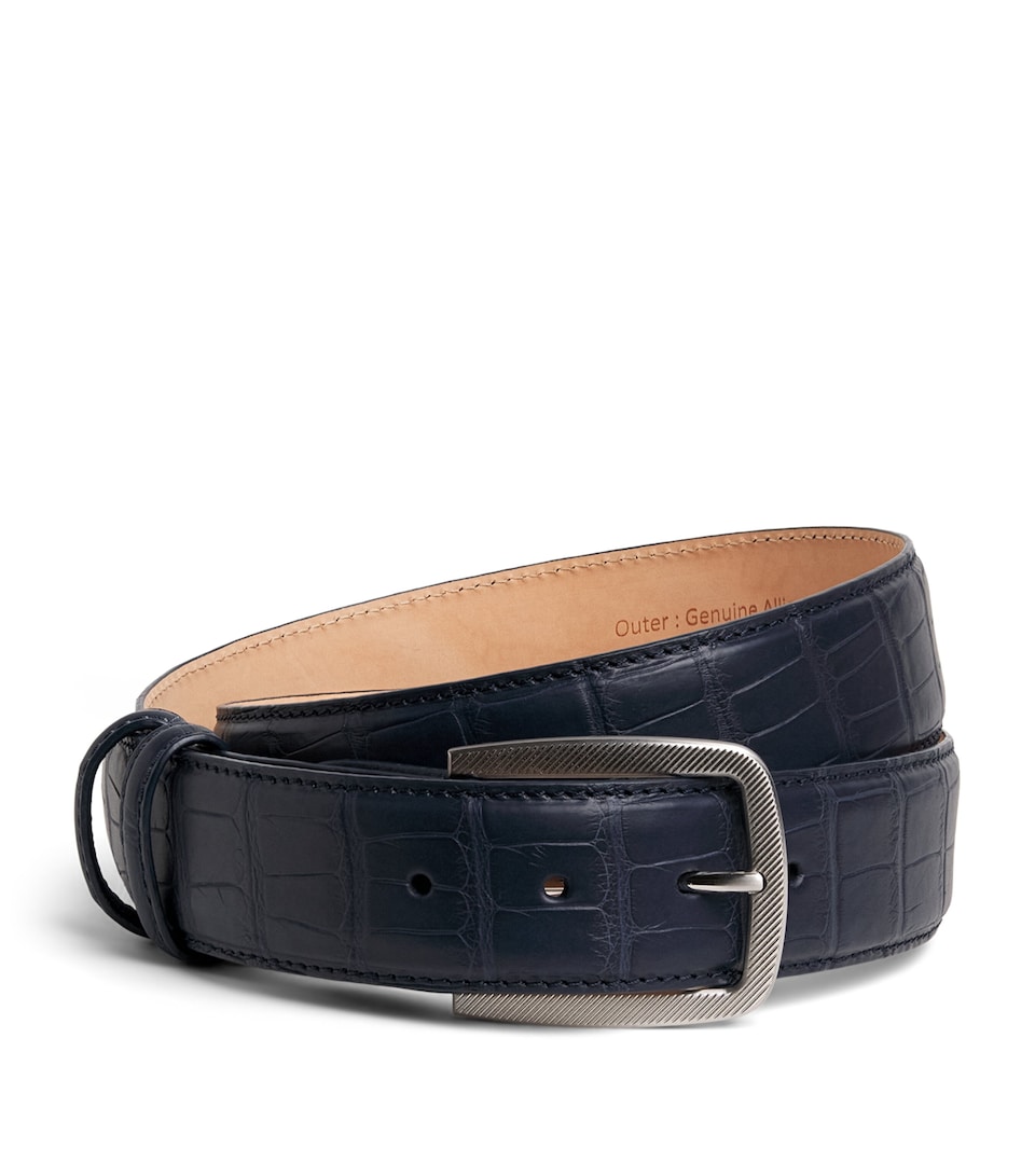 Elliot Rhodes Alligator Leather Belt Navy