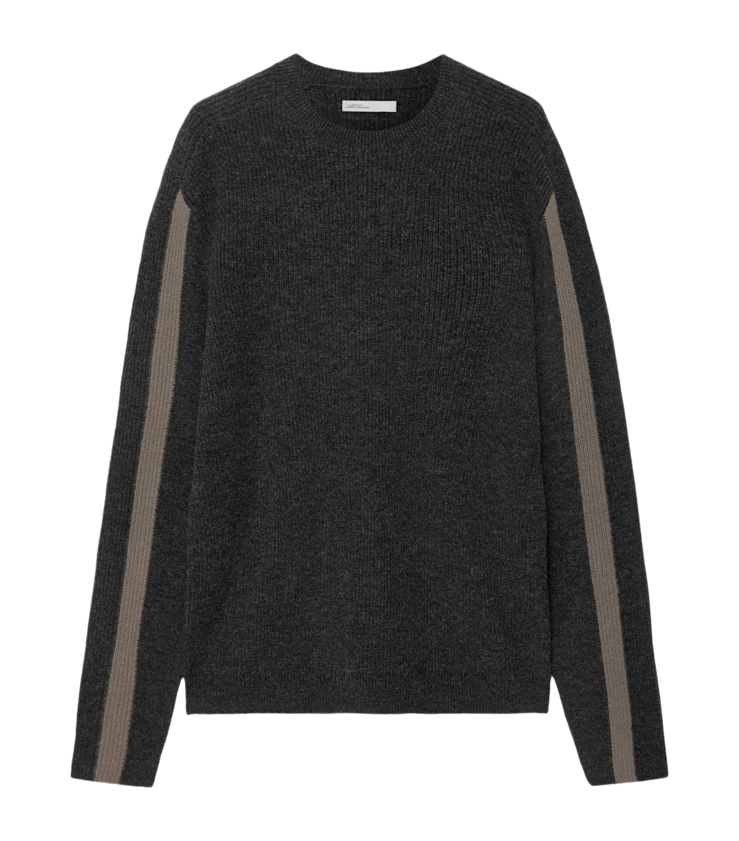 AllSaints Mens Merino Wool Hawke Sweater Charcoal Grey