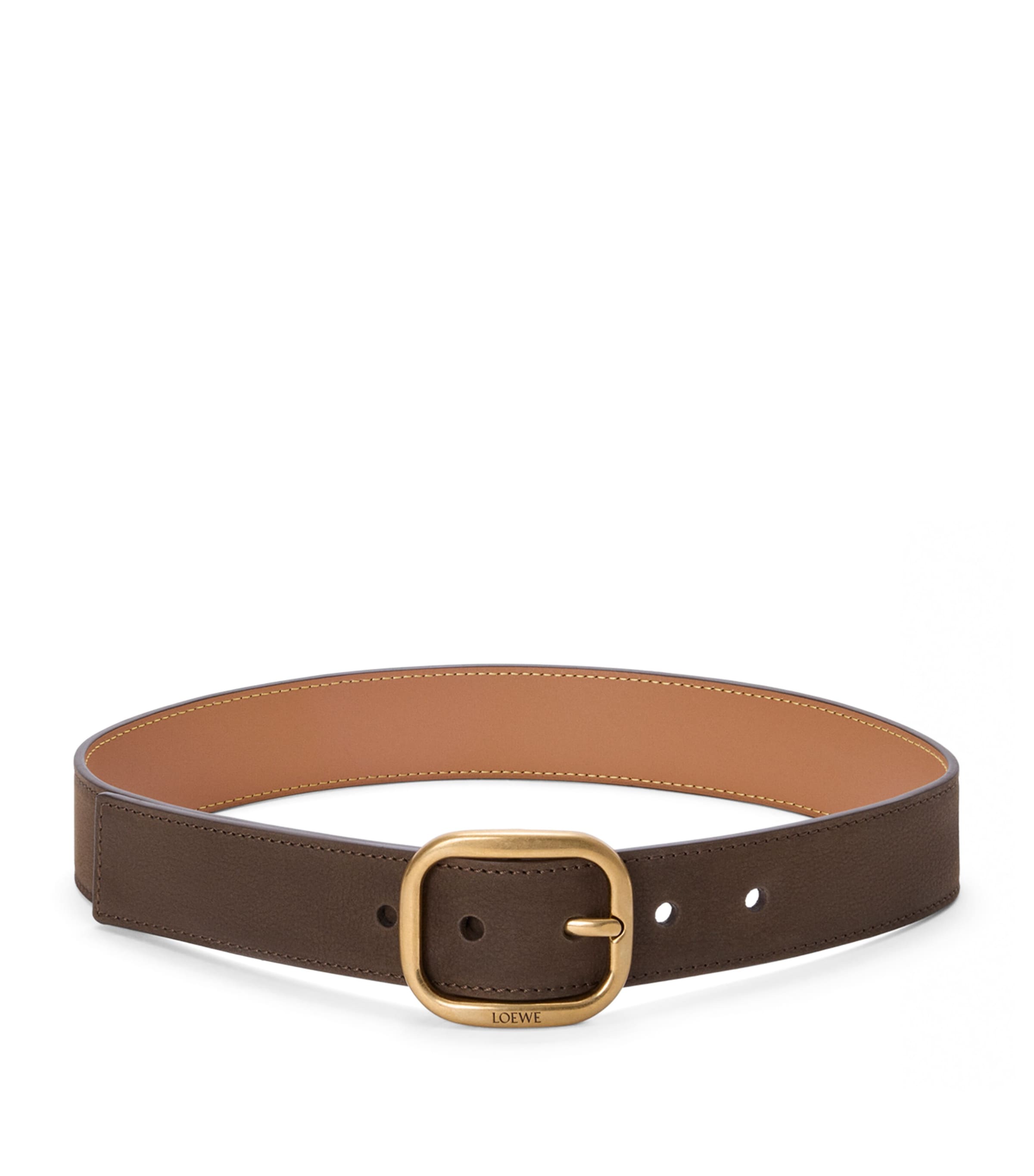 Leather Rounded-Rectangle Belt