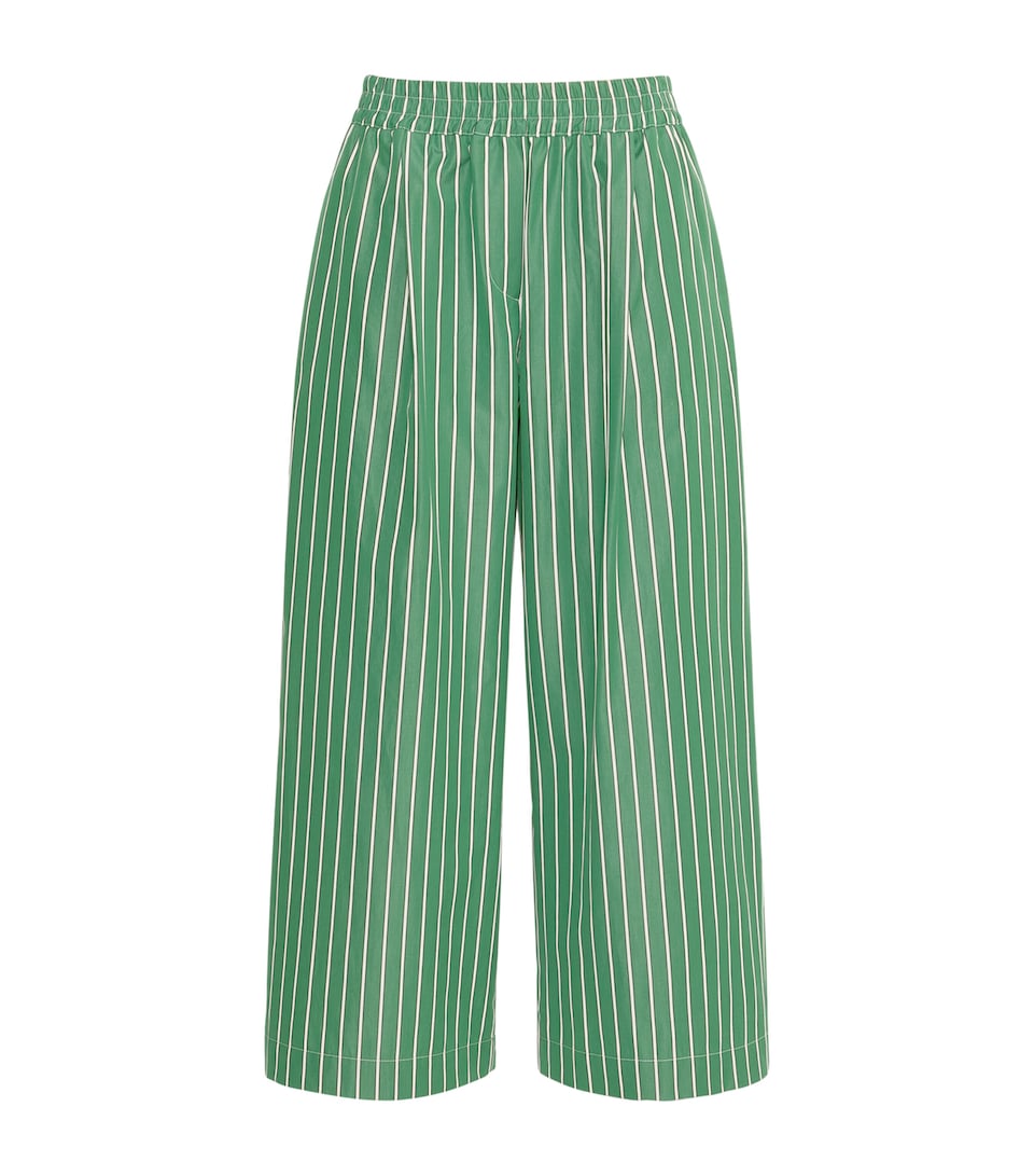 Weekend Max Mara Womens Cotton Striped Wide-Leg Trousers Green