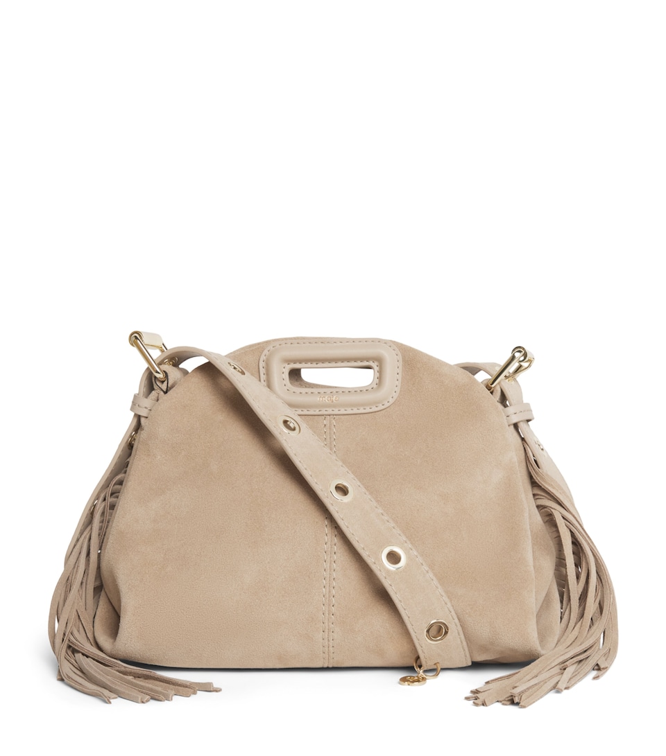 Maje Mini Suede Miss M Shoulder Bag Cappucino