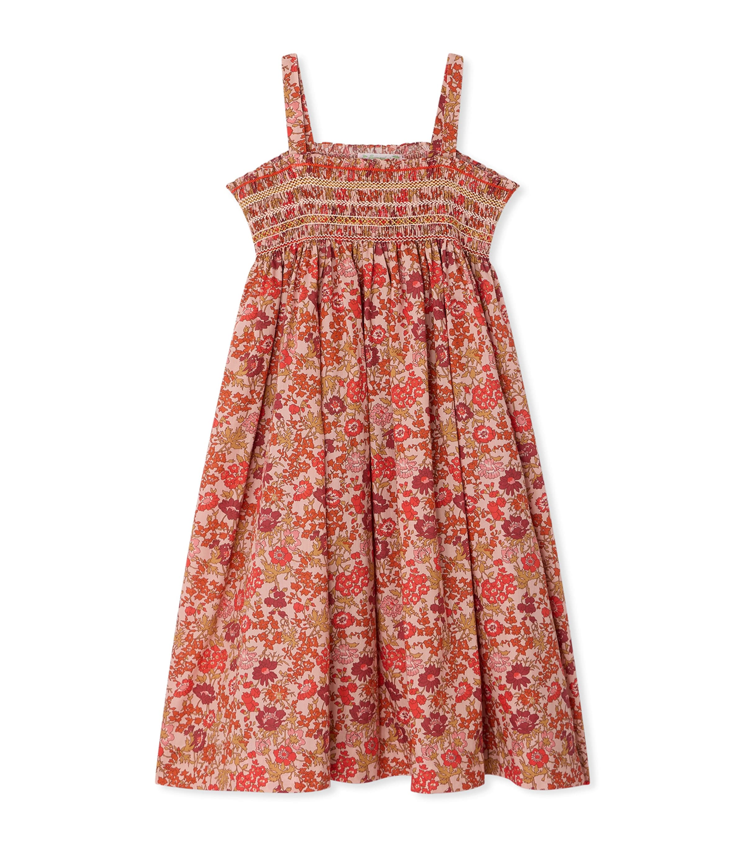 Bonpoint Cotton Floral Maxi Dress (10-14 Years) Fleurs Rose