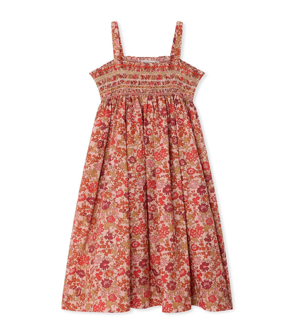 Bonpoint Cotton Floral Maxi Dress (10-14 Years) Fleurs Rose