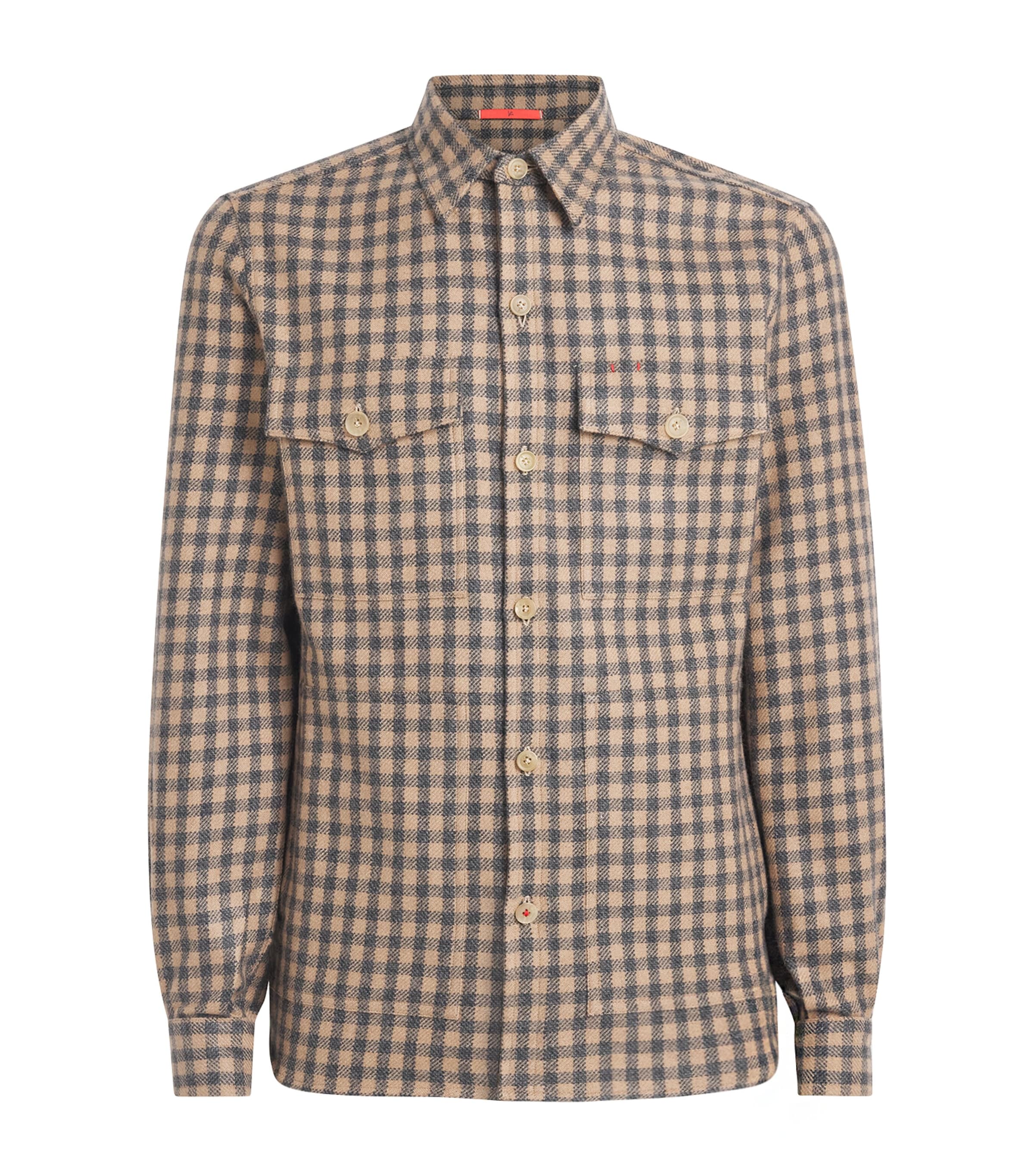 Isaia Mens Cashmere Check Overshirt