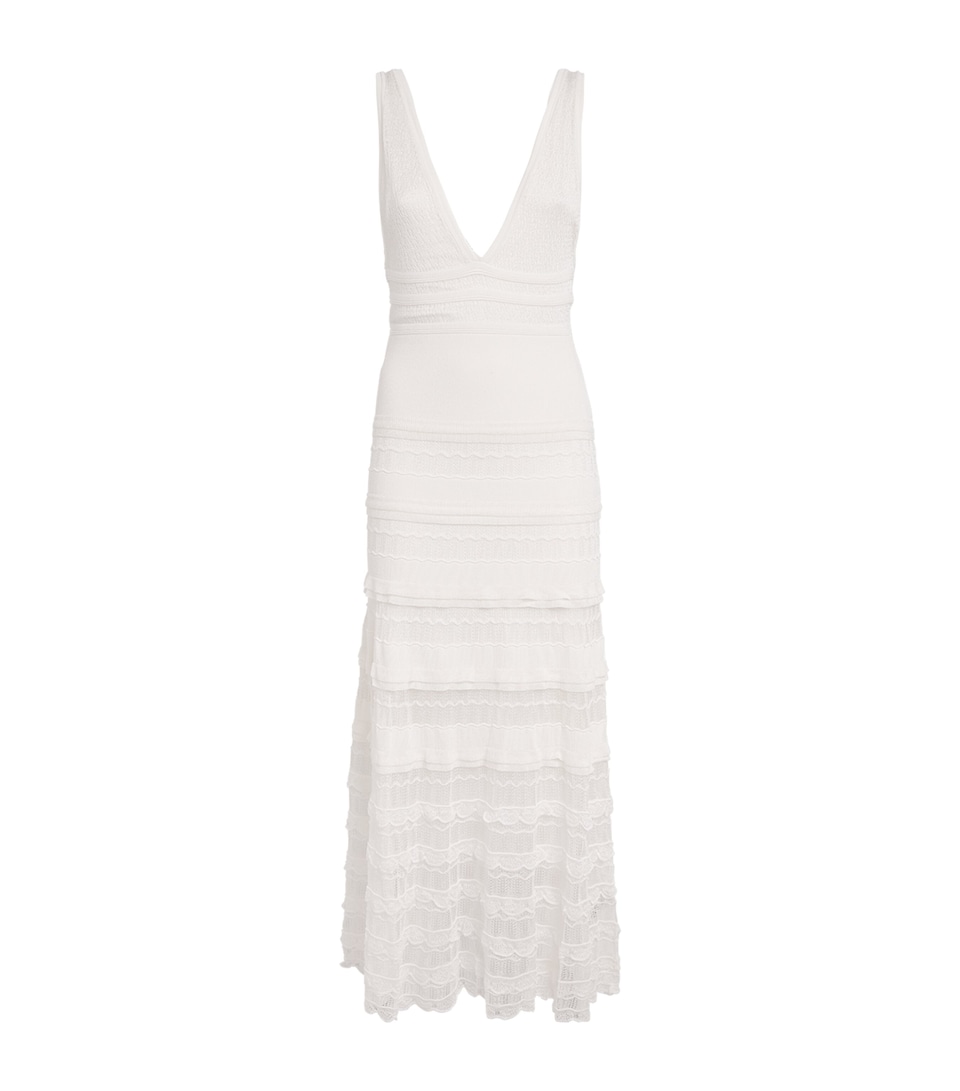 Sandro Paris Womens Pointelle Knitted Maxi Dress White