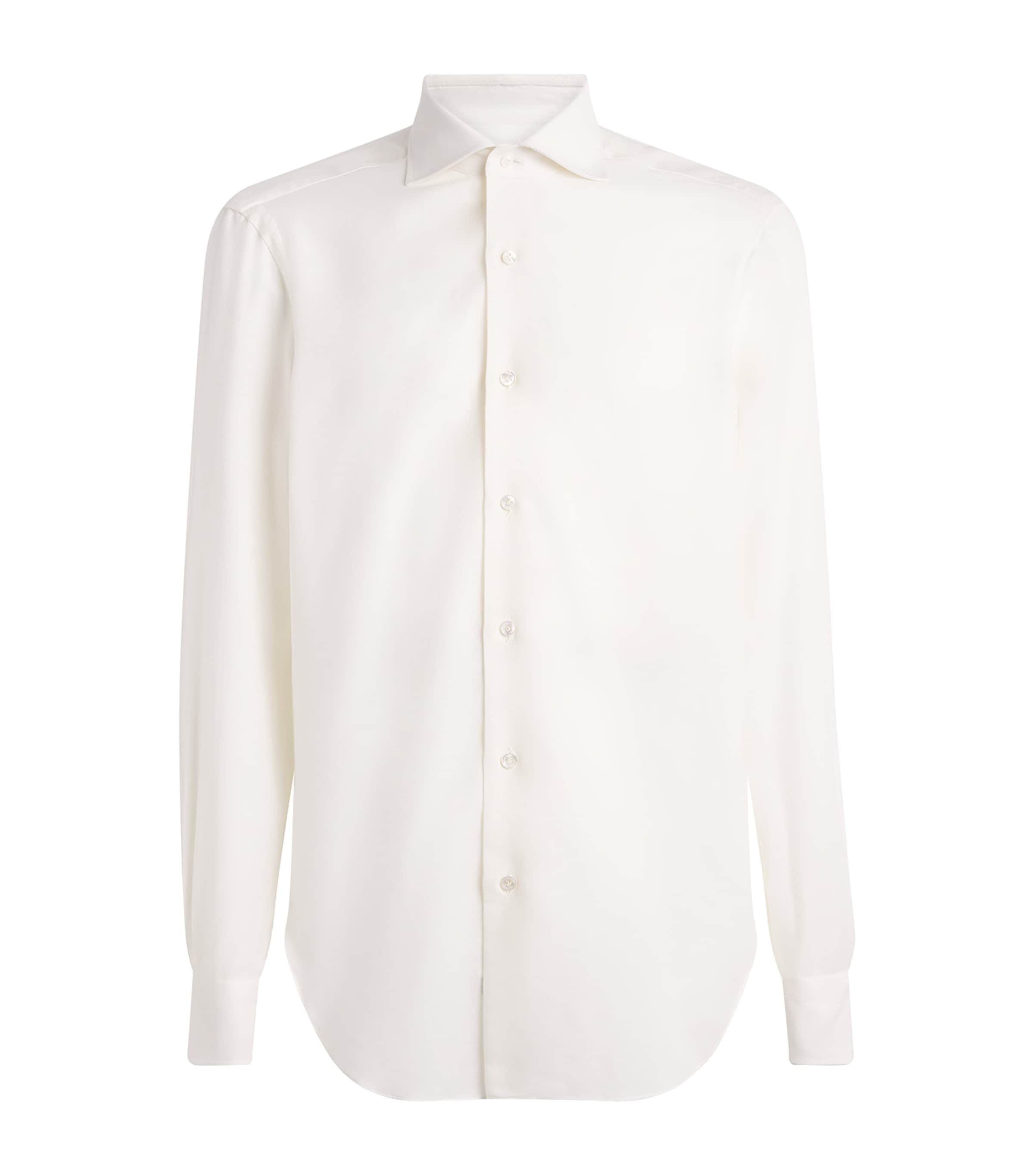 Barba Napoli Mens Cotton-Cashmere Shirt White
