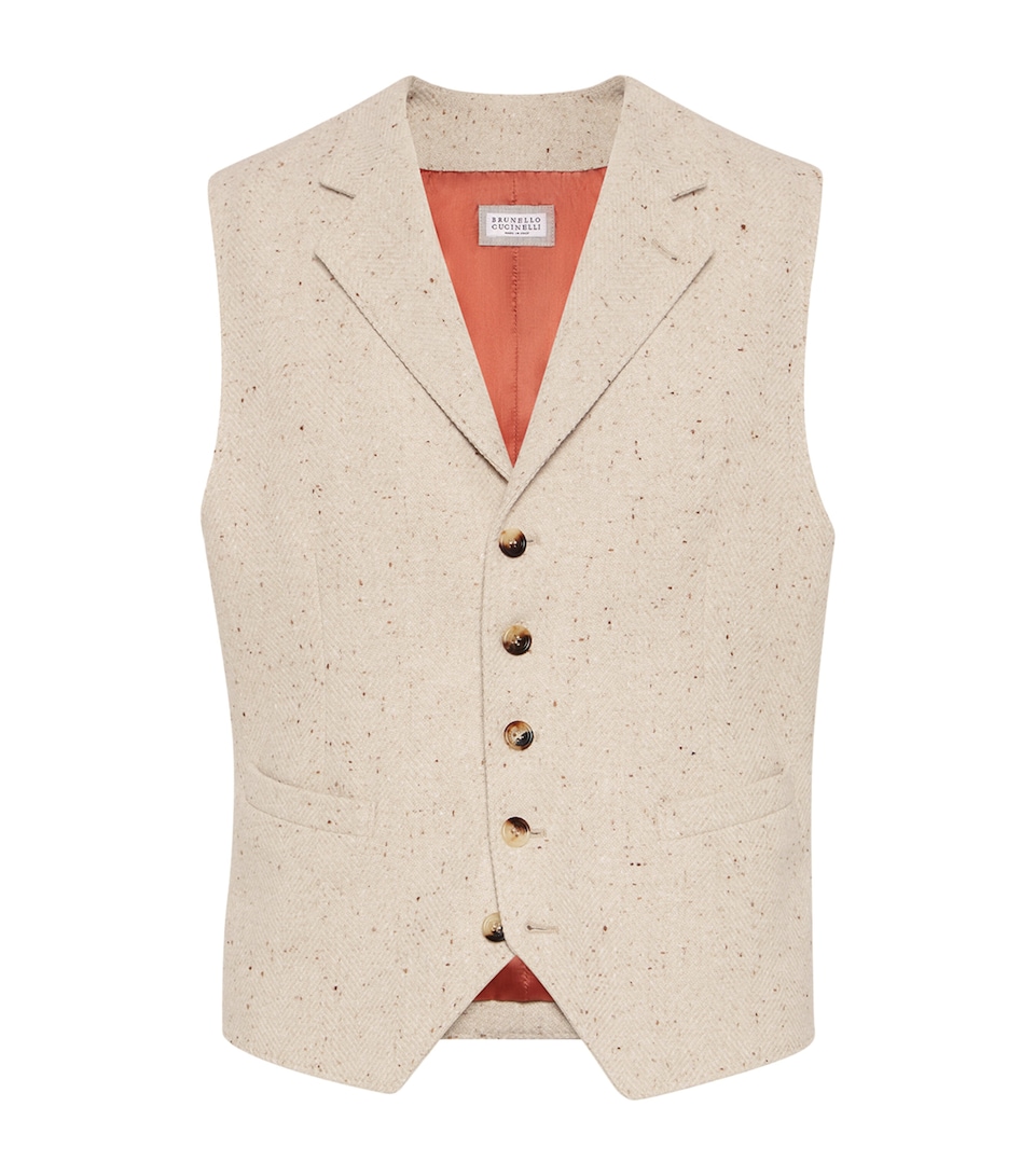 Wool-Cashmere Flecked Waistcoat