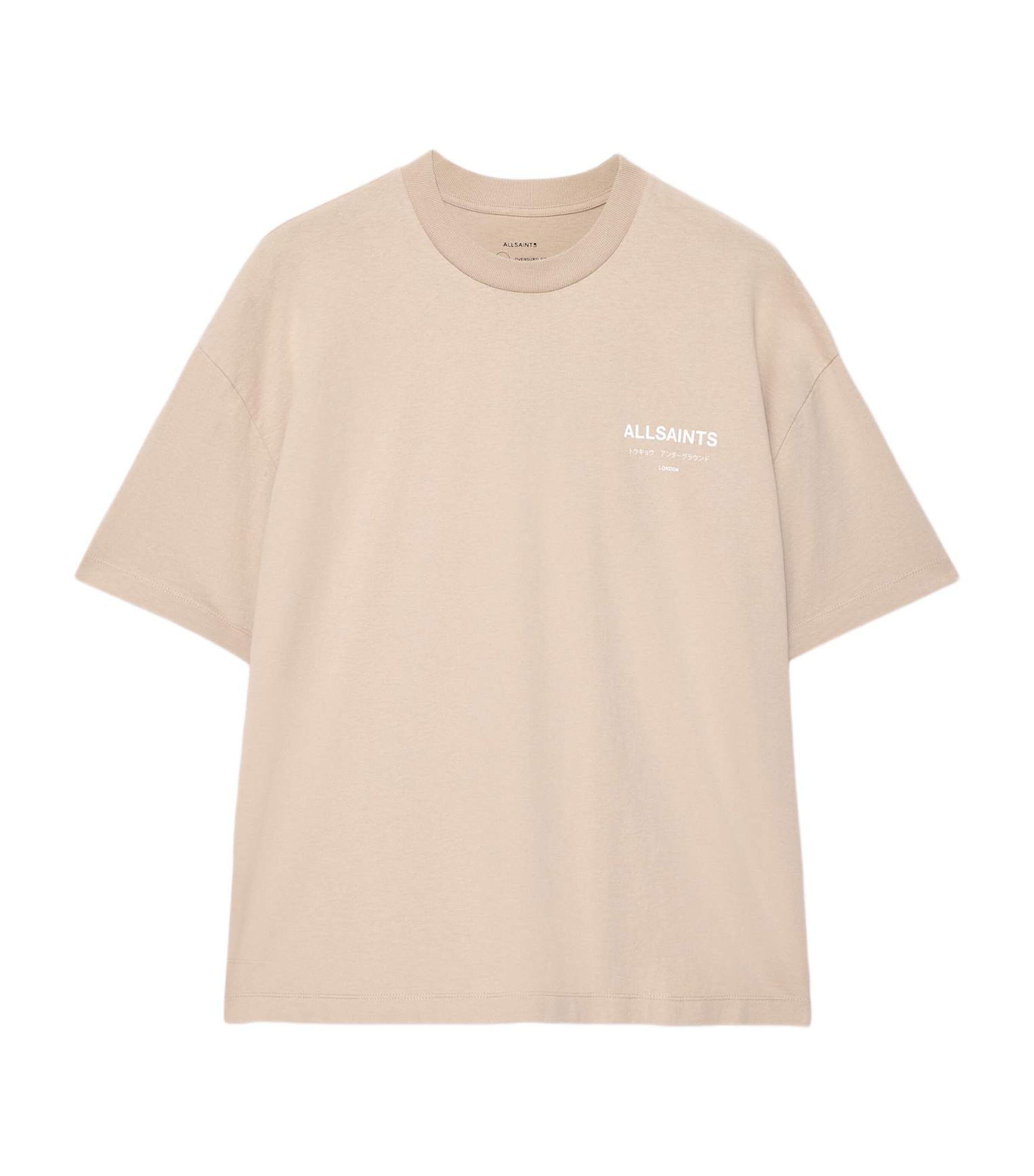 AllSaints Mens Underground Print T-Shirt Toasted Pink