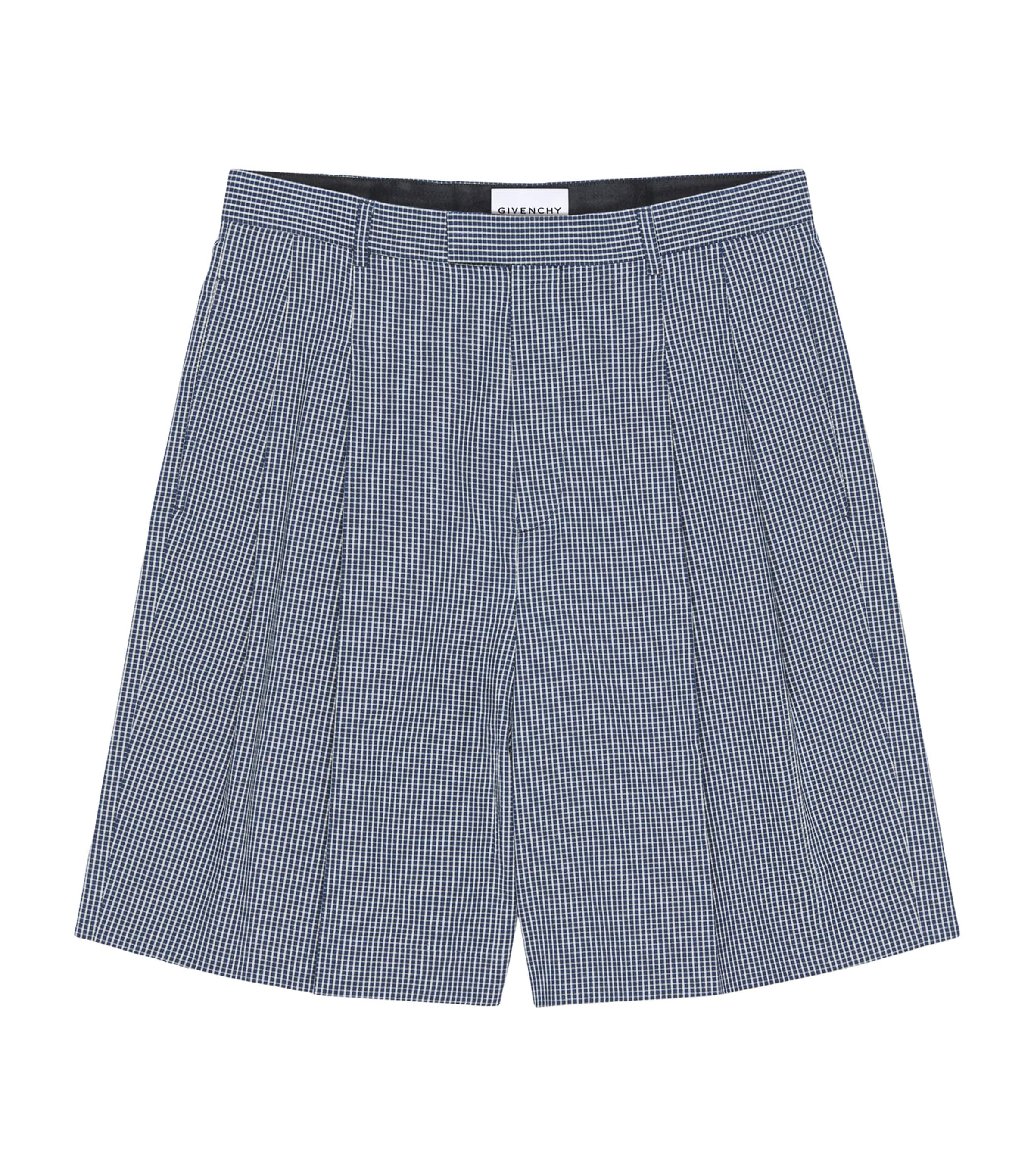 Double Pleat Cotton Bermuda Shorts
