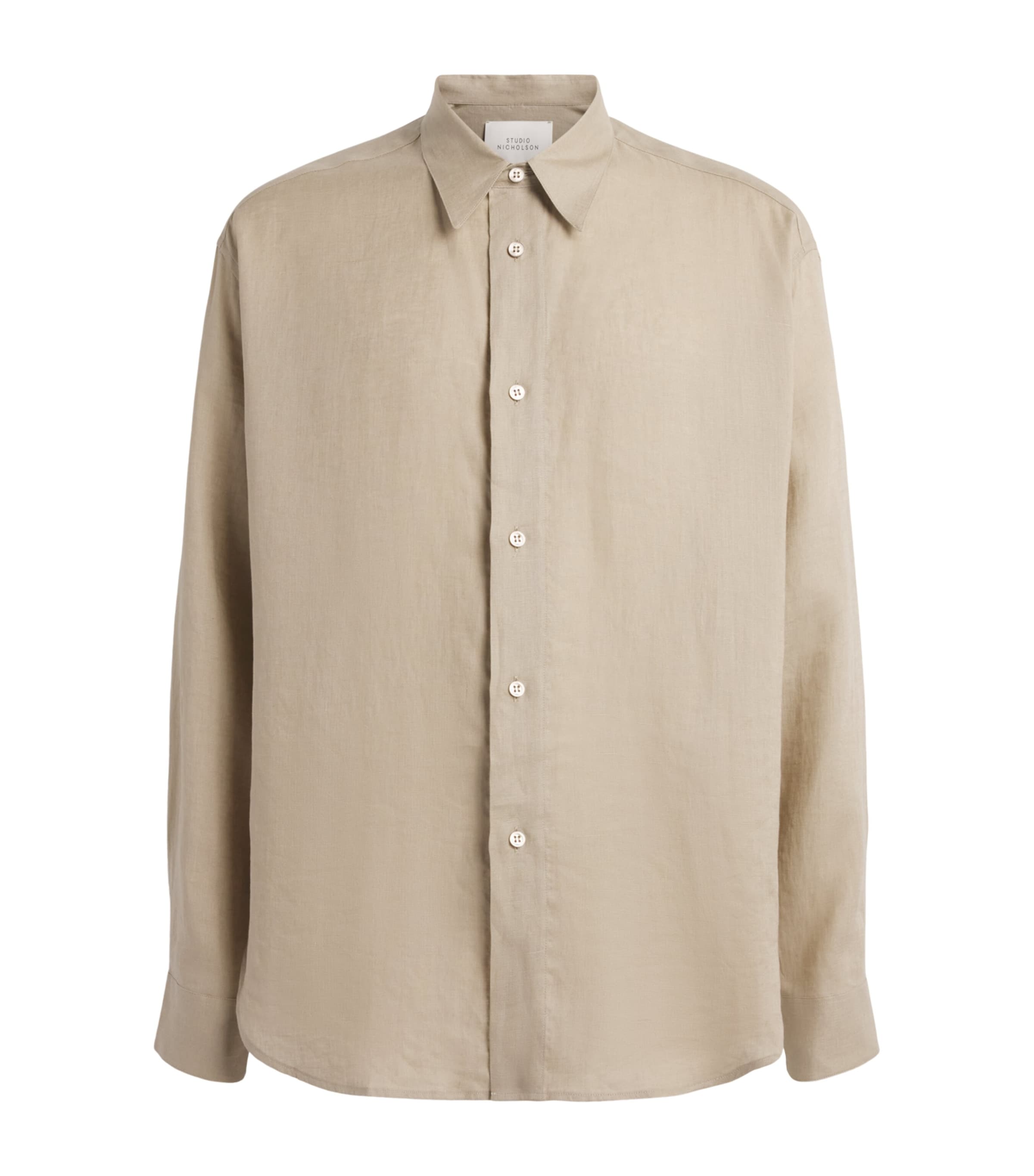 Studio Nicholson Mens Linen Rafe Shirt Sand