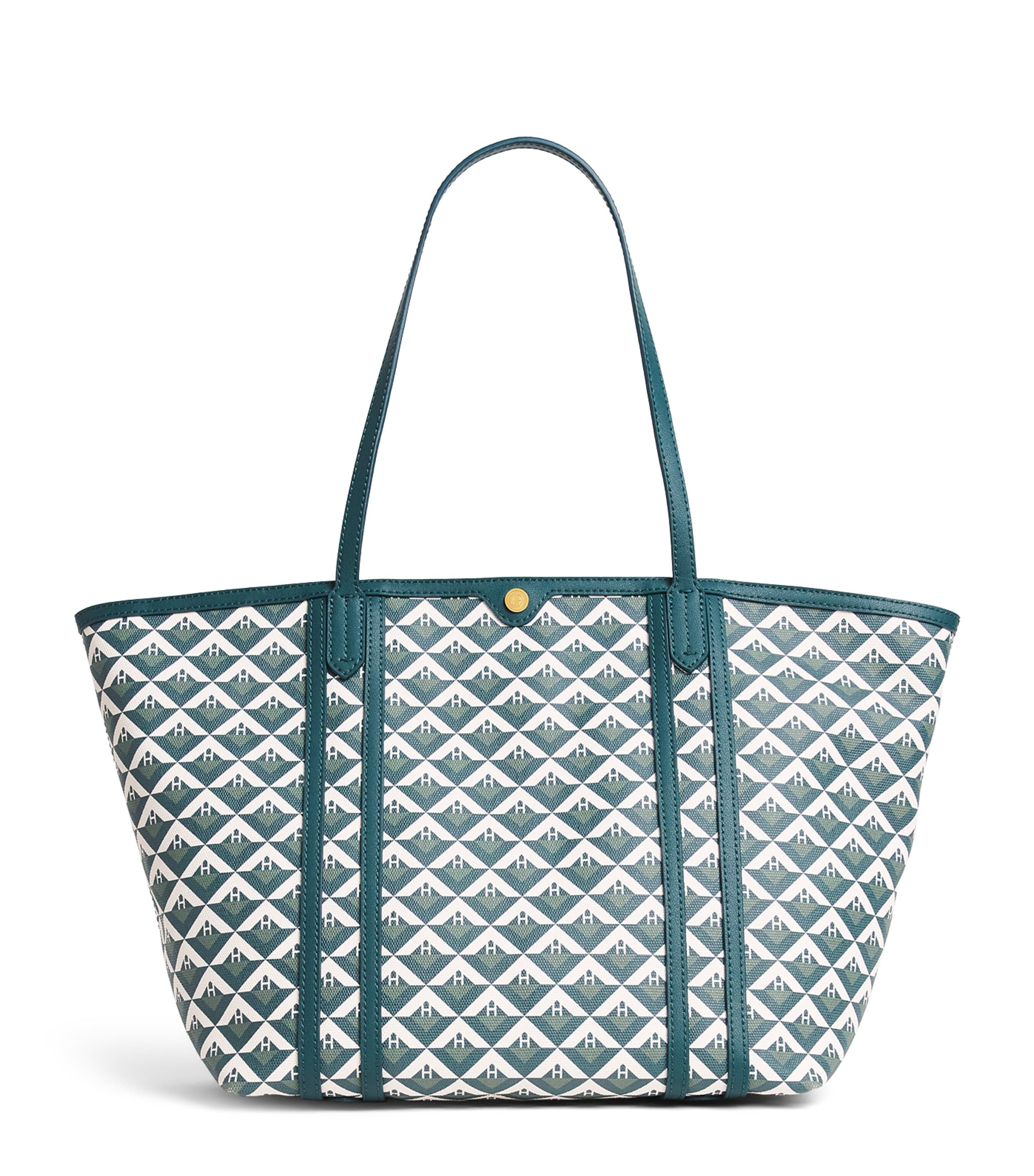 Harrods Coated Canvas Geometric Tote Bag Green