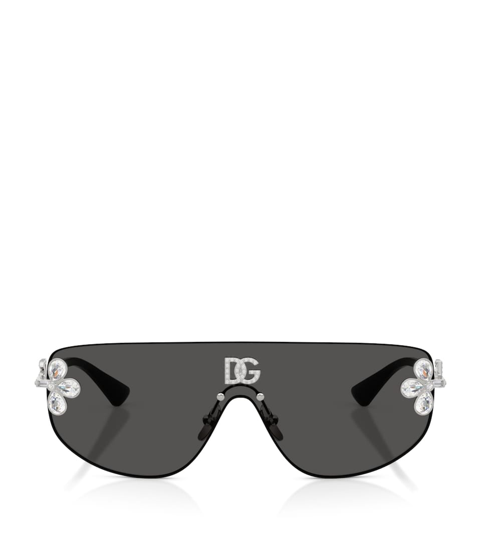 Dolce&Gabbana Crystal-Embellished Visor sunglasses Silver