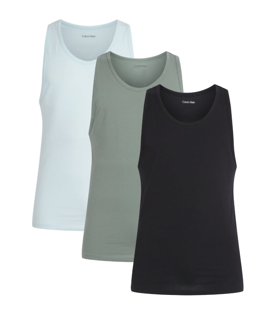 Calvin Klein Mens Stretch-Cotton Vests (Pack of 3) Rxz Wspray,black