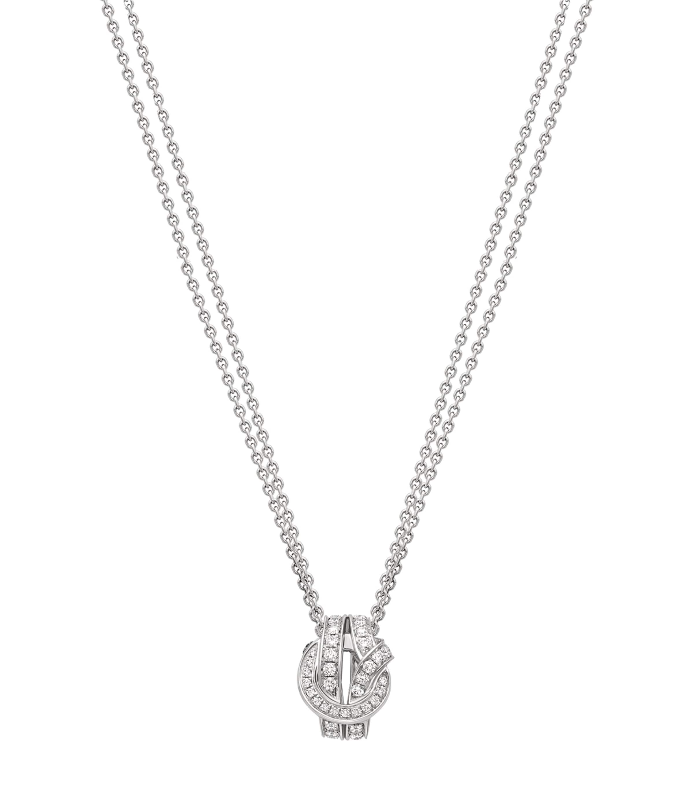 White Gold and Diamond The Knot Pendant Necklace