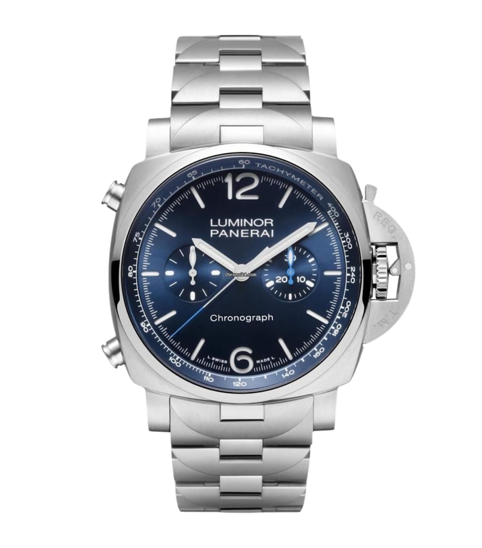 Panerai Stainless Steel Luminor Chrono Watch 44mm Blue