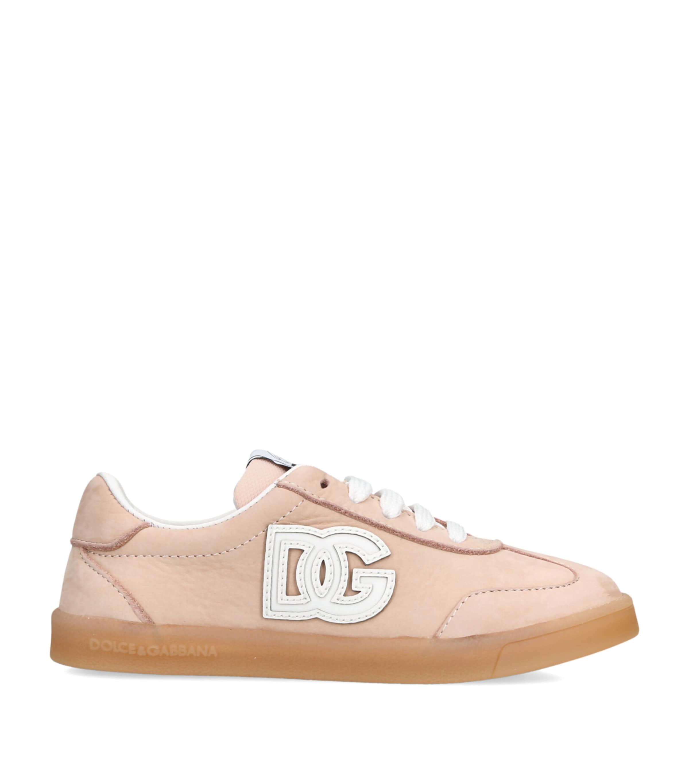 Dolce&Gabbana Kids Leather DG Logo Sneakers Peach