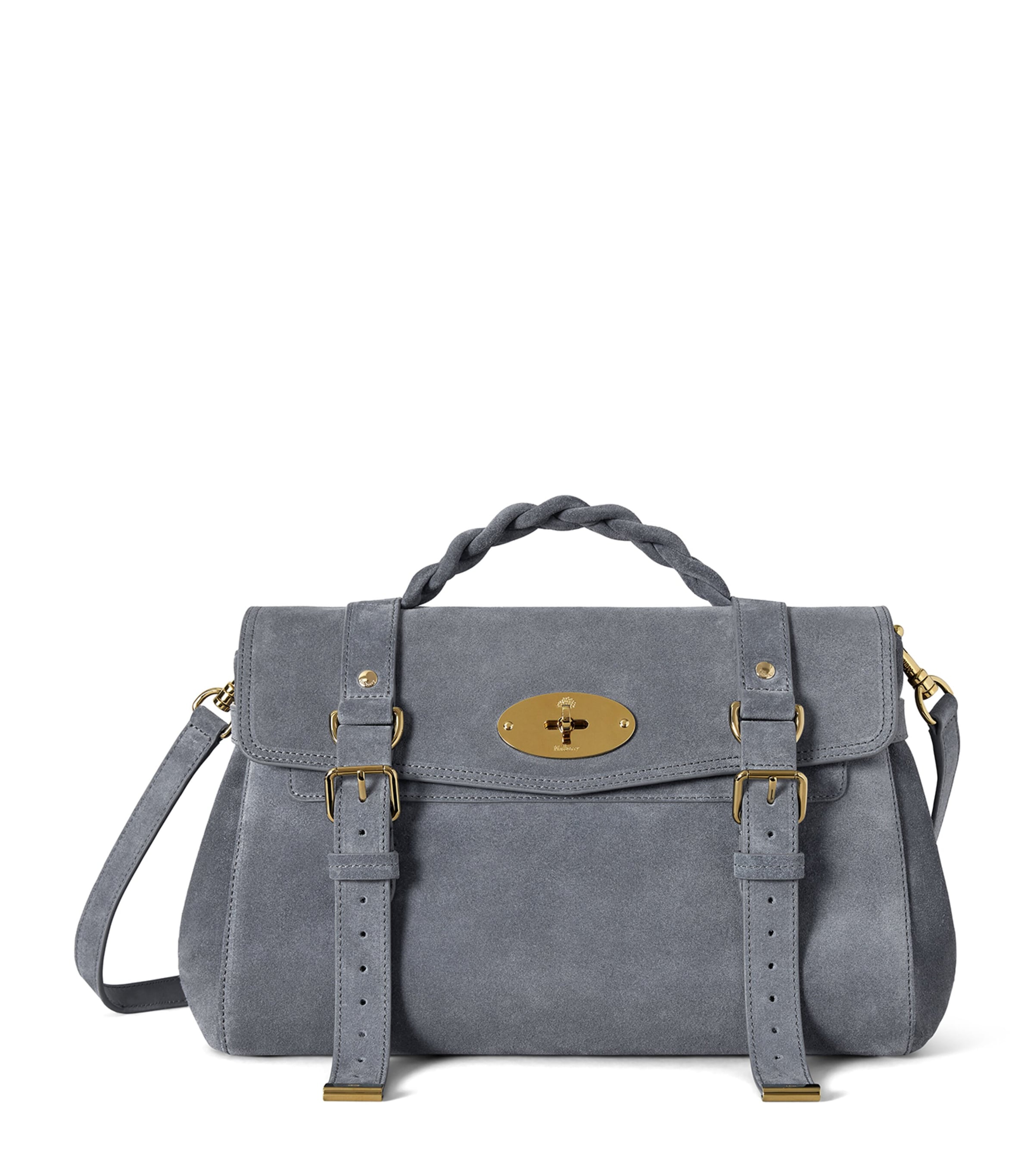 Mulberry Suede Alexa Cross-Body Bag Foggy Grey