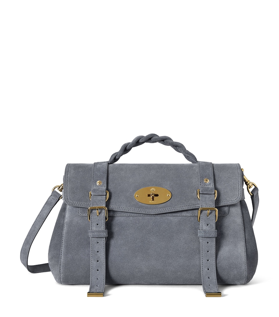 Mulberry Suede Alexa Cross-Body Bag Foggy Grey