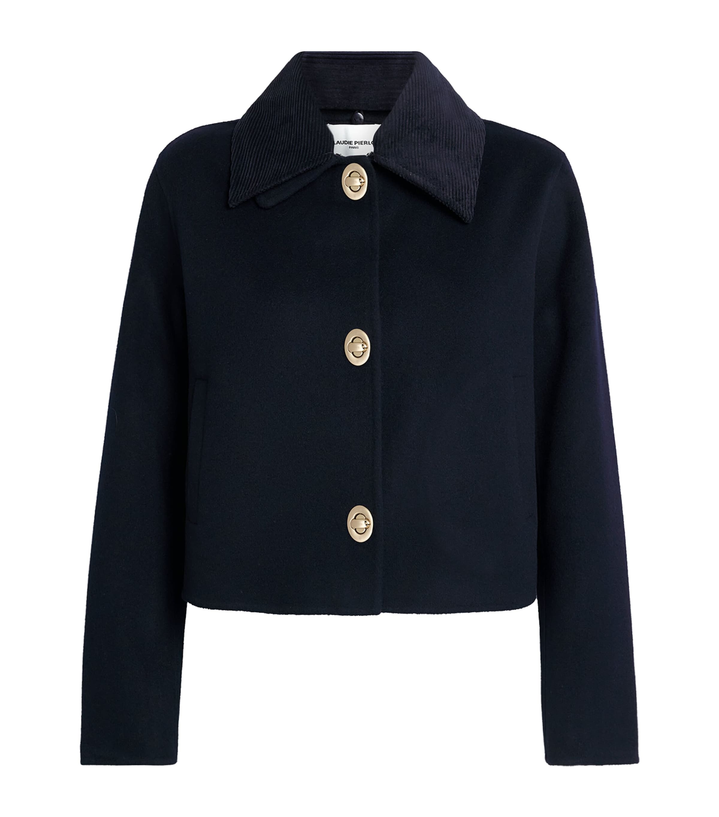 Claudie Pierlot Womens Wool-Blend Corduroy-Collar Jacket Navy