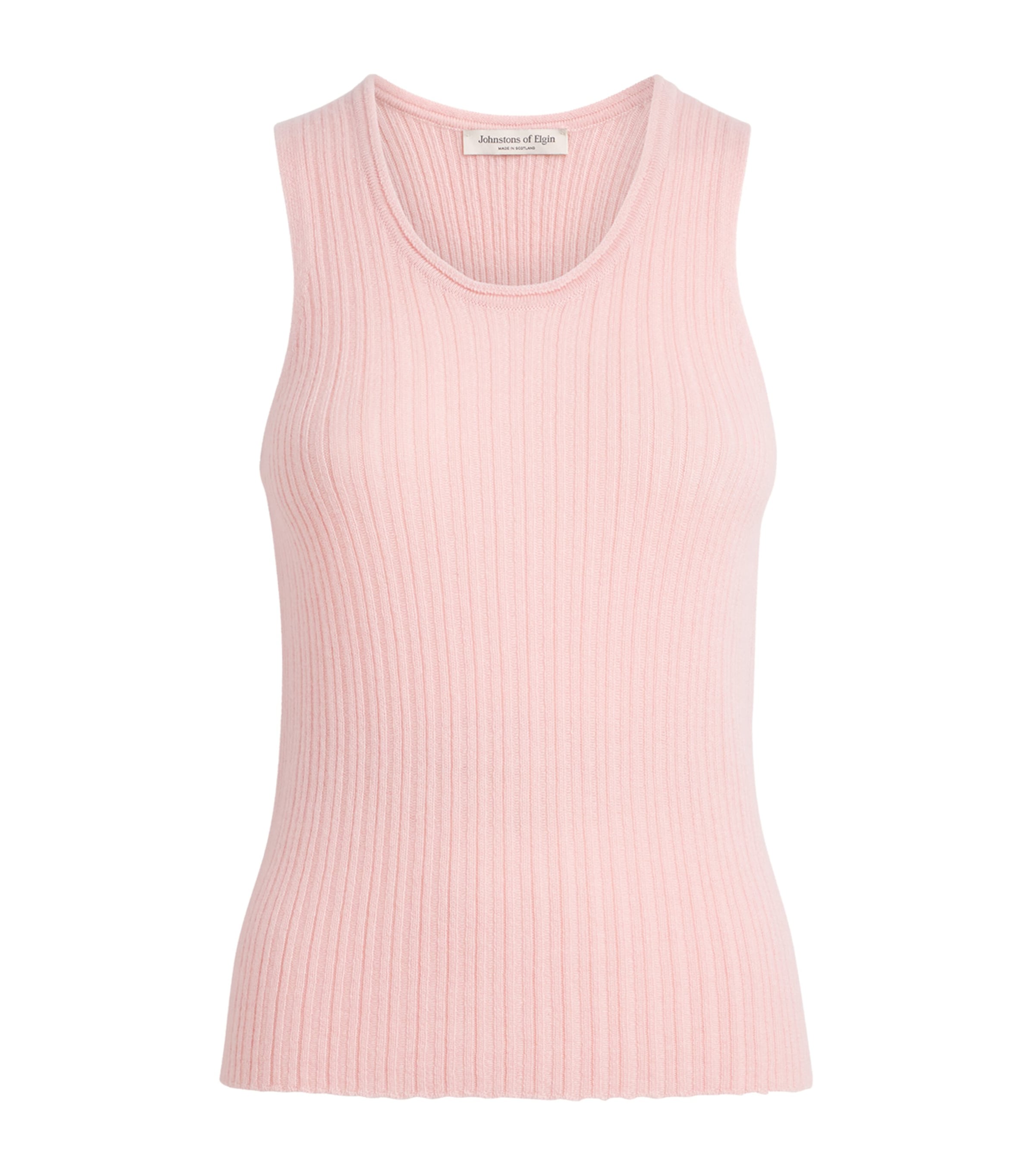 Johnstons Of Elgin Womens Cashmere Ribbed Tank Top Highland Rose