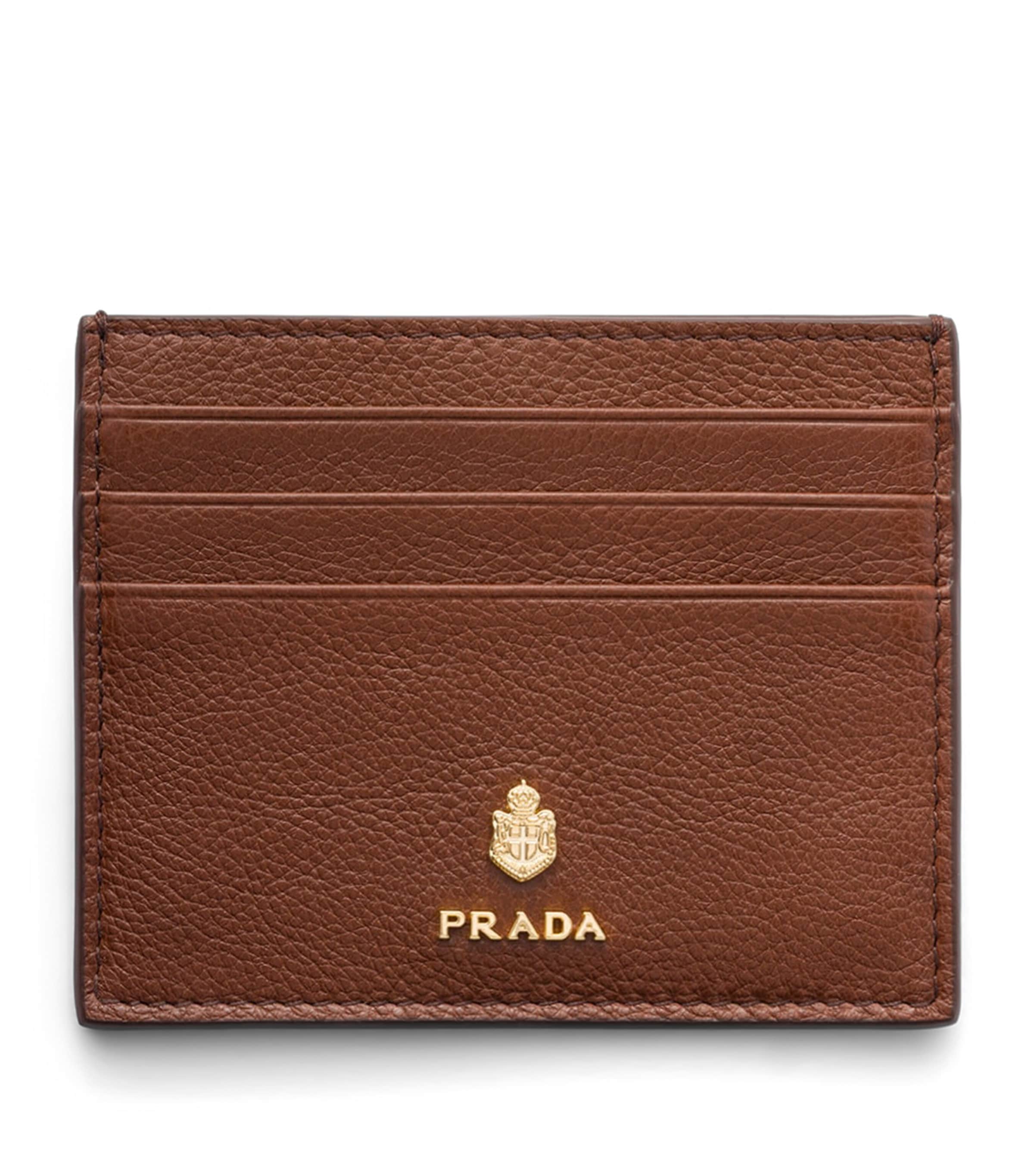 Prada Leather Card Holder Brown