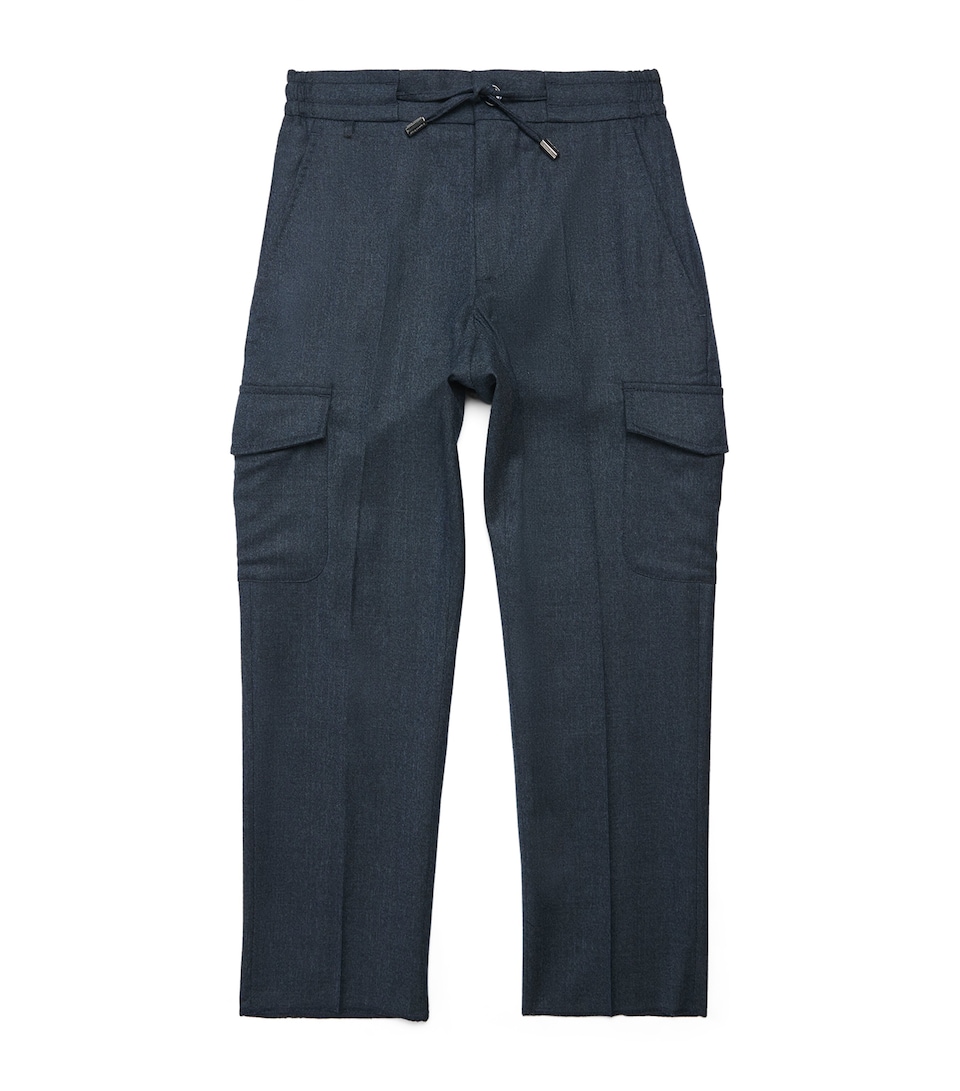 Stefano Ricci Kids Virgin Wool Cargo Trousers (4-16 Years) Blue