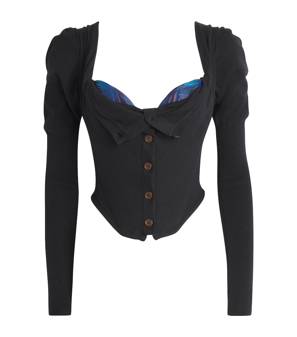 Vivienne Westwood Womens Cotton-Cashmere Bea Cropped Cardigan Black