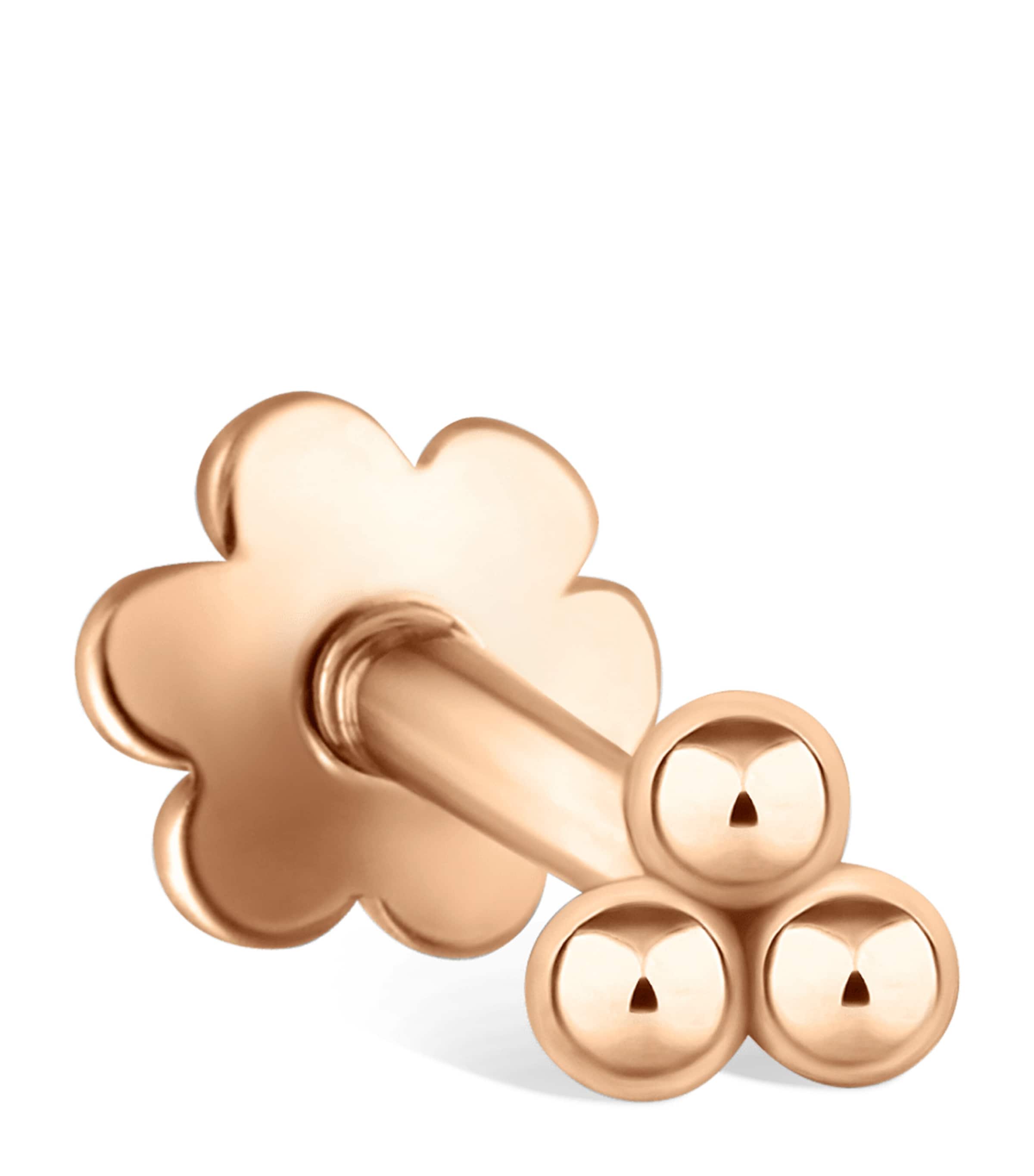 Maria Tash Gold Three Ball Trinity Threaded Stud Earring (3.5mm) Rose Gold