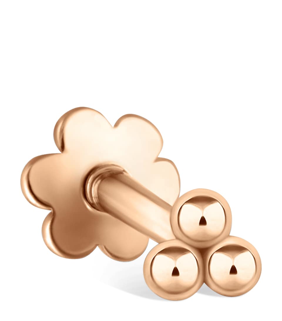 Gold Three Ball Trinity Threaded Stud Earring (3.5mm)