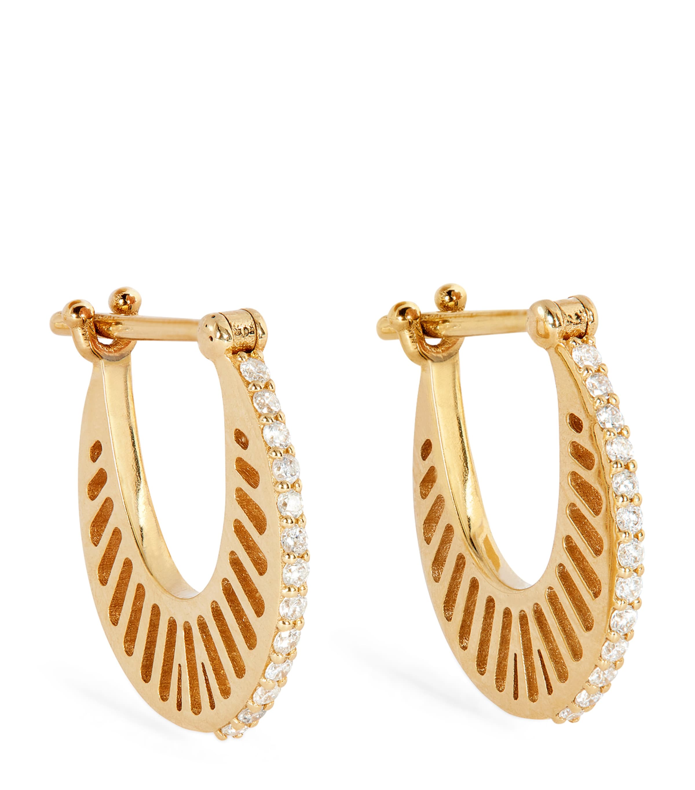 L'ATELIER NAWBAR Small Yellow Gold and Diamond Cosmic Flat Ray Earrings Yellow Gold