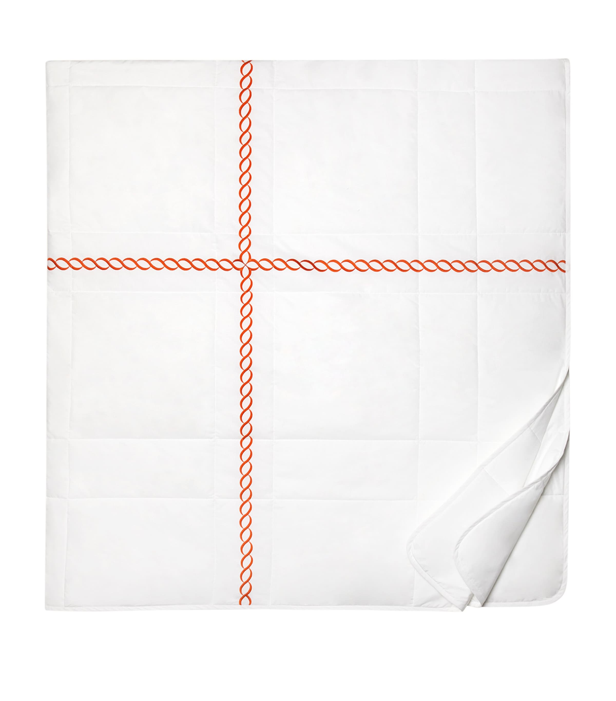 Pratesi Treccia Super King Bedspread (290cm x 260cm) White/orange