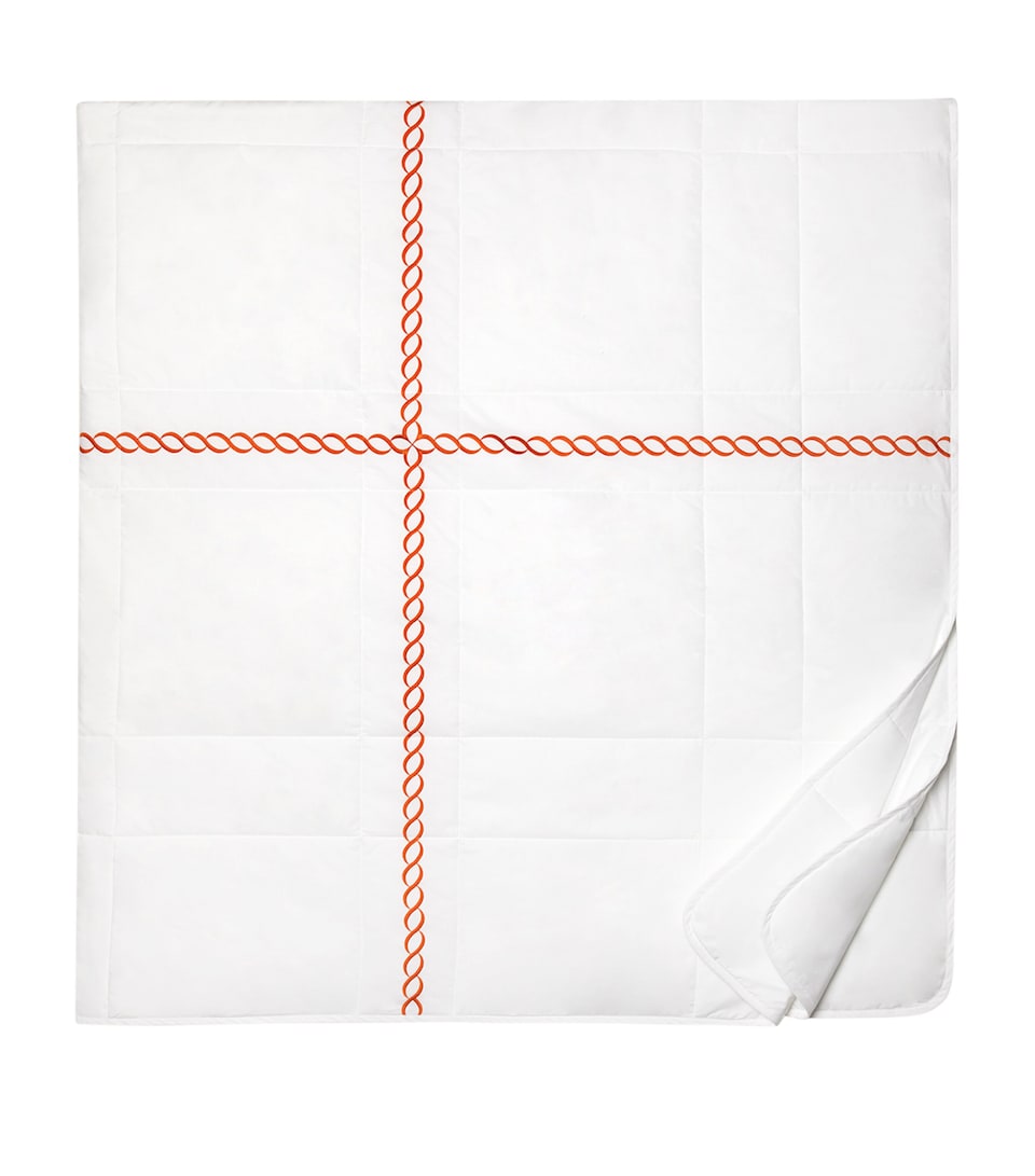 Pratesi Treccia Super King Bedspread (290cm x 260cm) White/orange