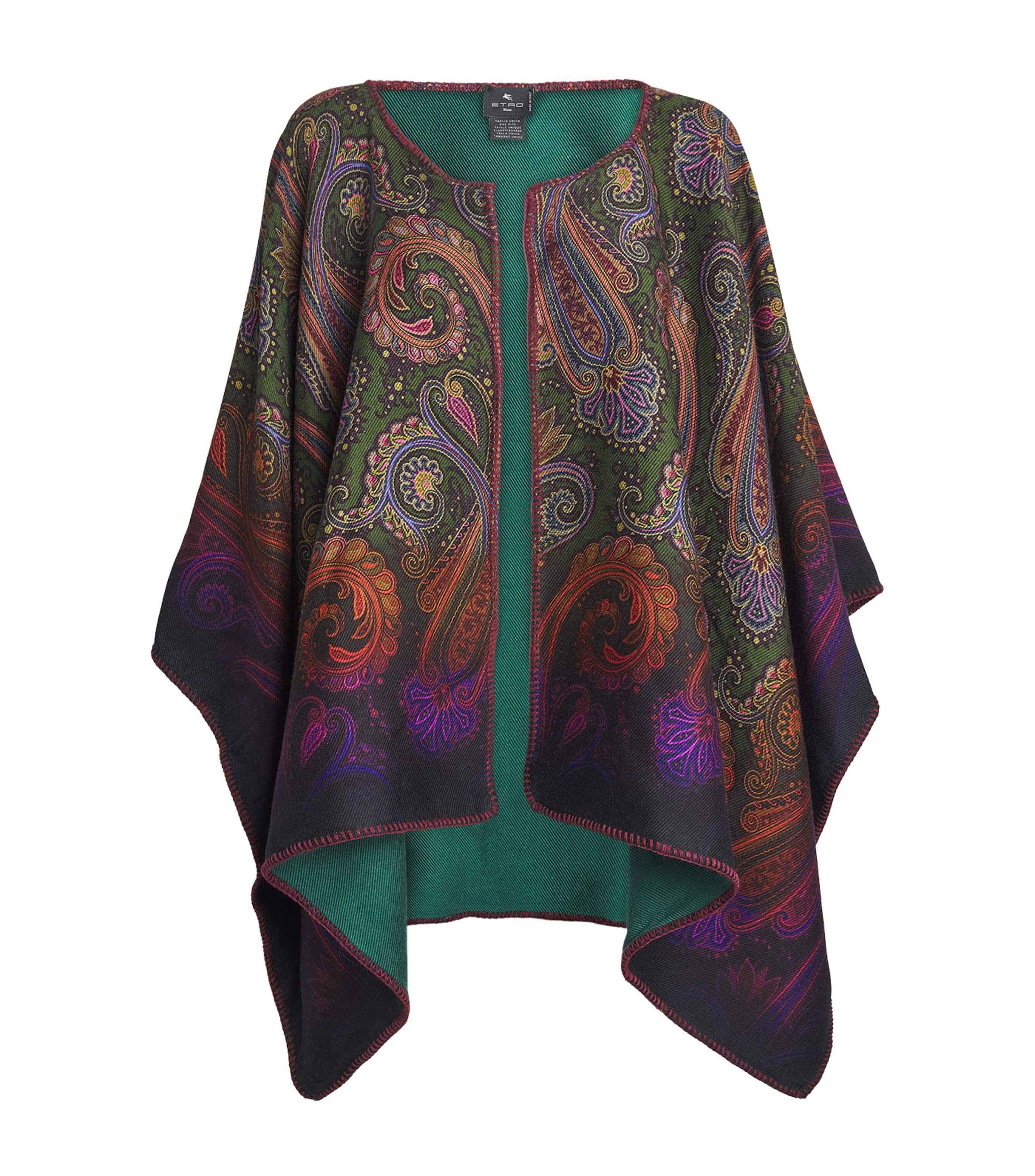 Etro Womens Wool-Blend Paisley Reversible Cardigan Green