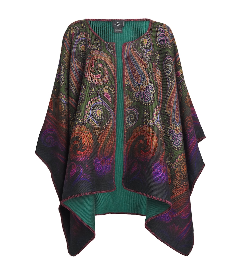 Etro Womens Wool-Blend Paisley Reversible Cardigan Green