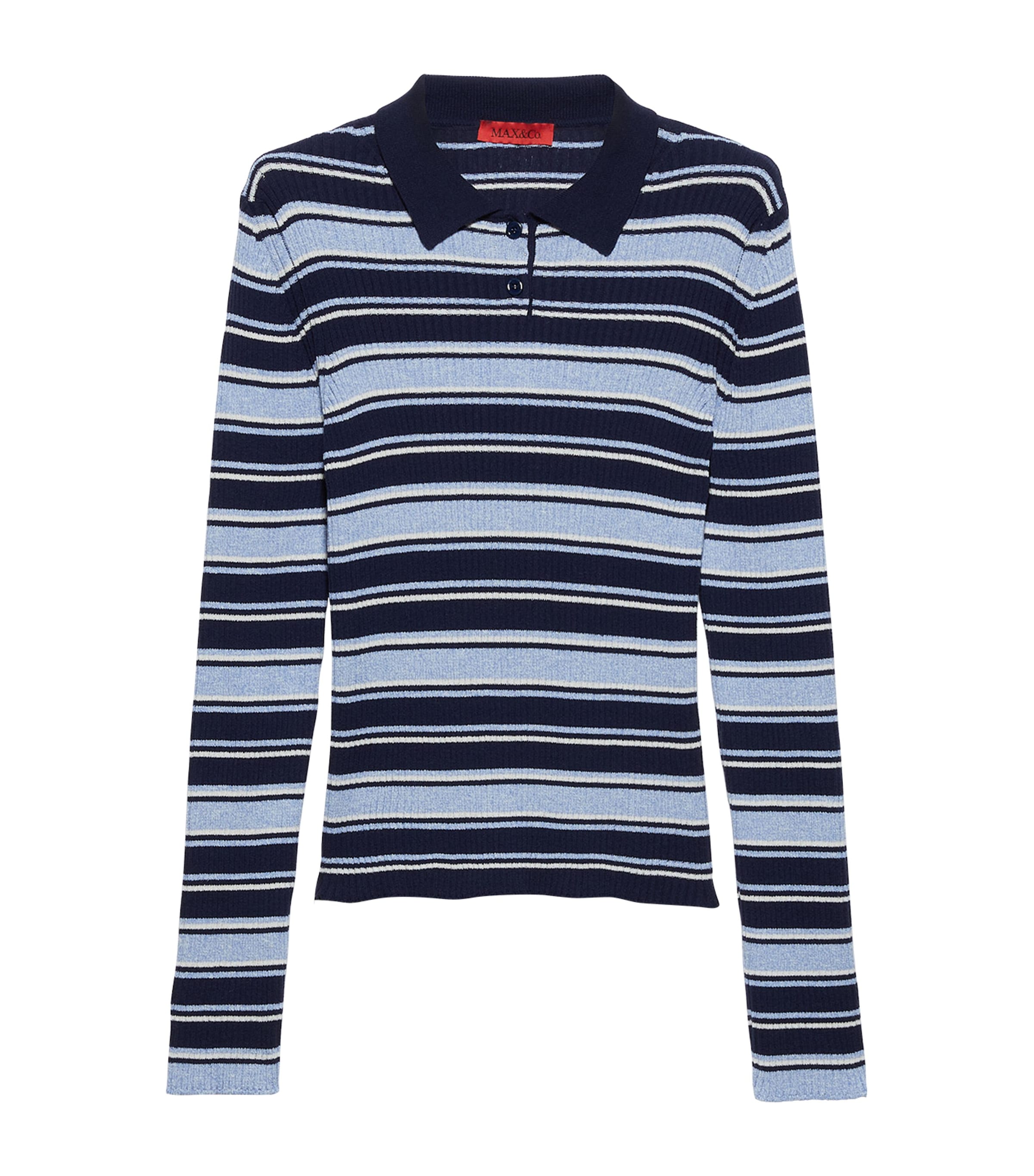 Rib-Knit Stripe Polo Sweater