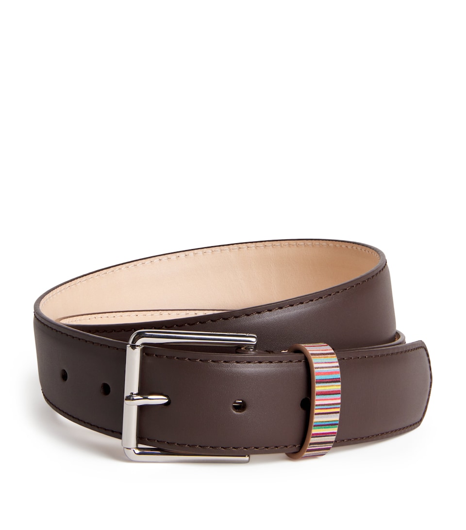 Leather Stripe Loop Belt