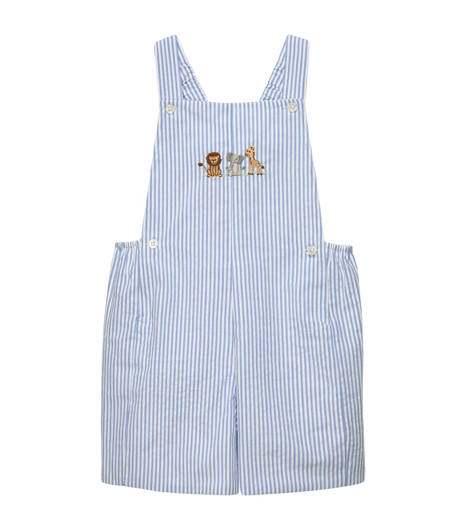 Trotters Cotton Lion Alexander Dungarees (3 Months-4 Years) Pale Blue Stripe/aug