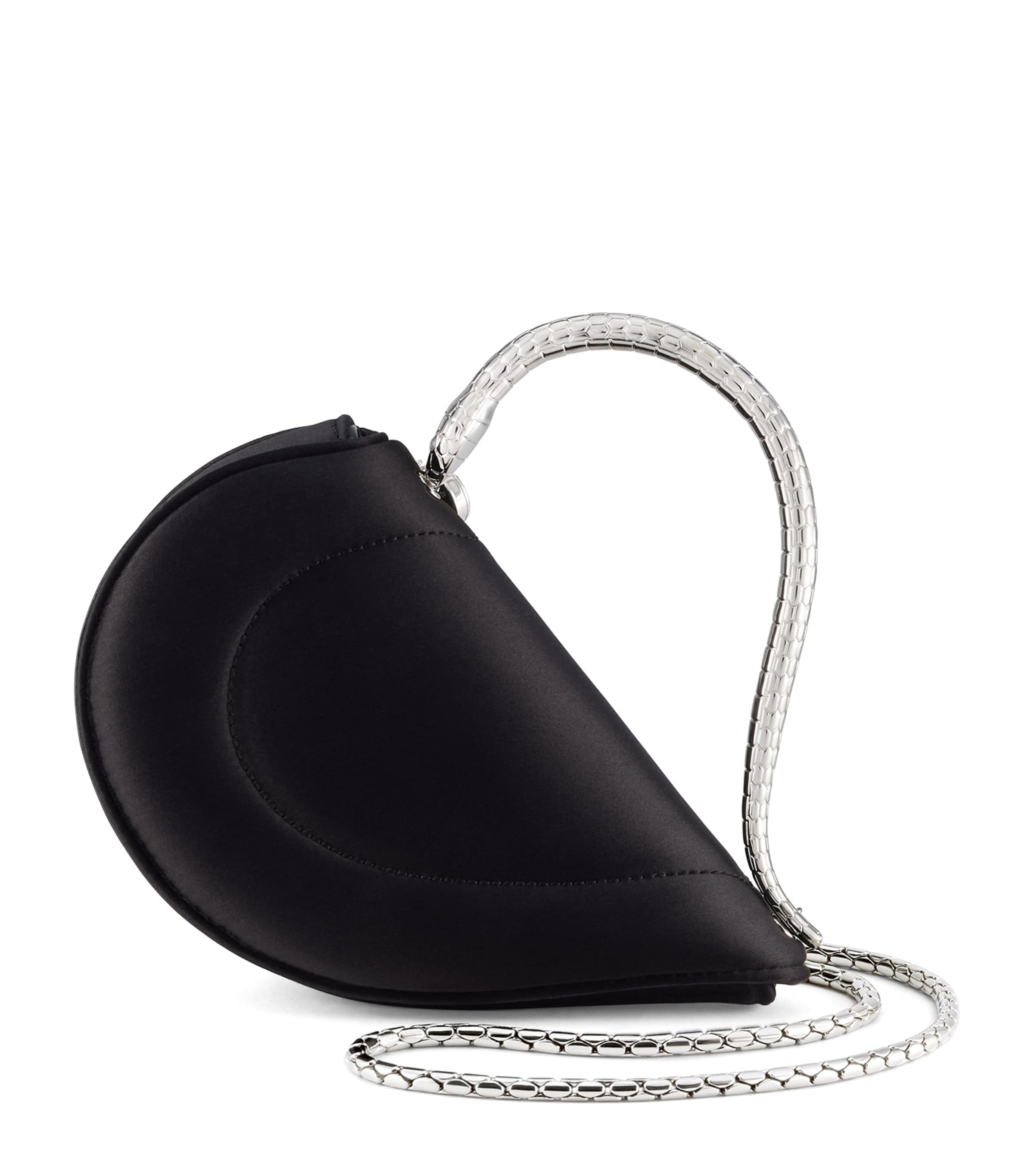 Bvlgari Satin Serpenti Cuore 1968 Top-Handle Bag Black