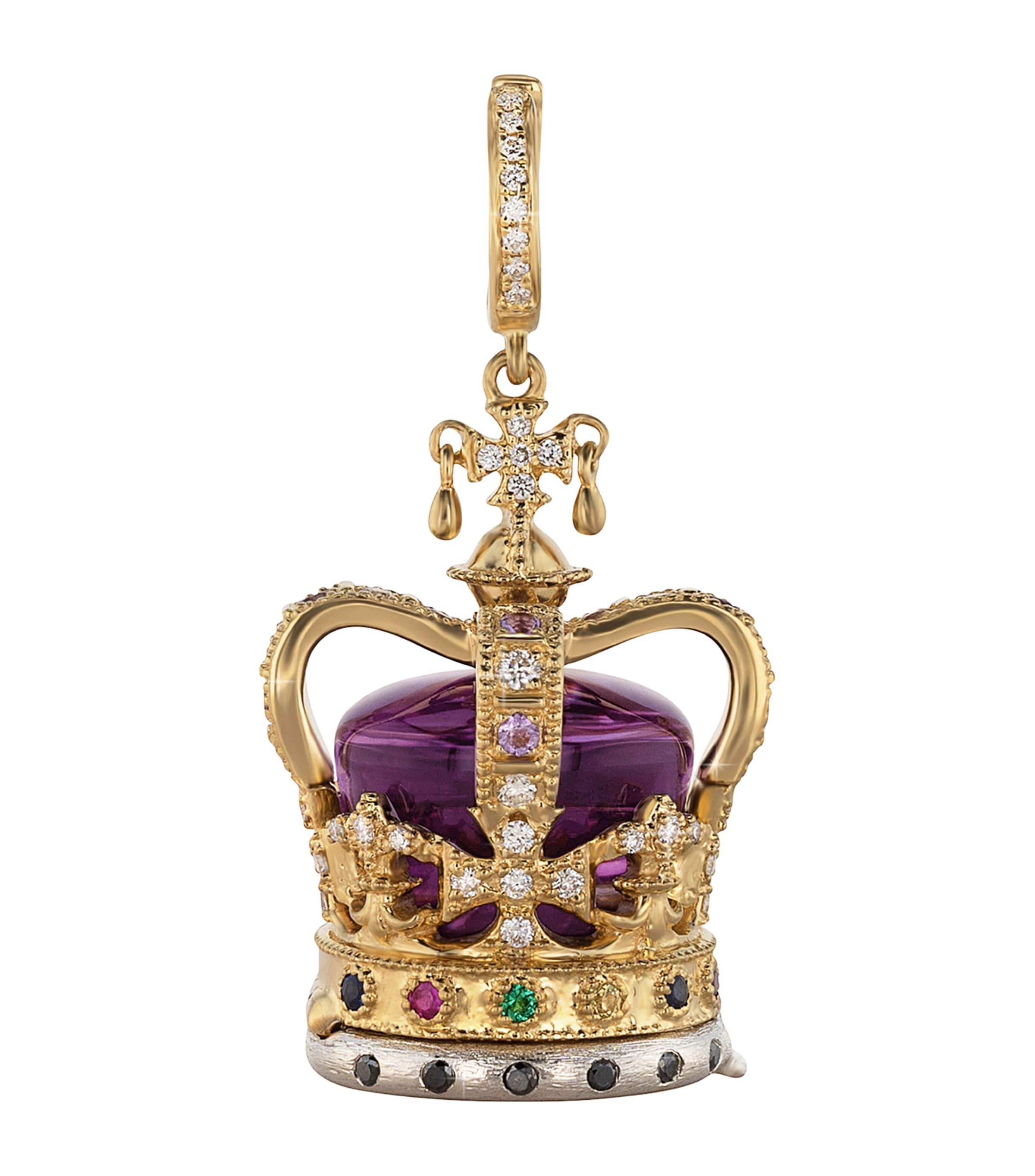 Annoushka Yellow Gold Diamond and Amethyst Coronation Crown Locket Charm