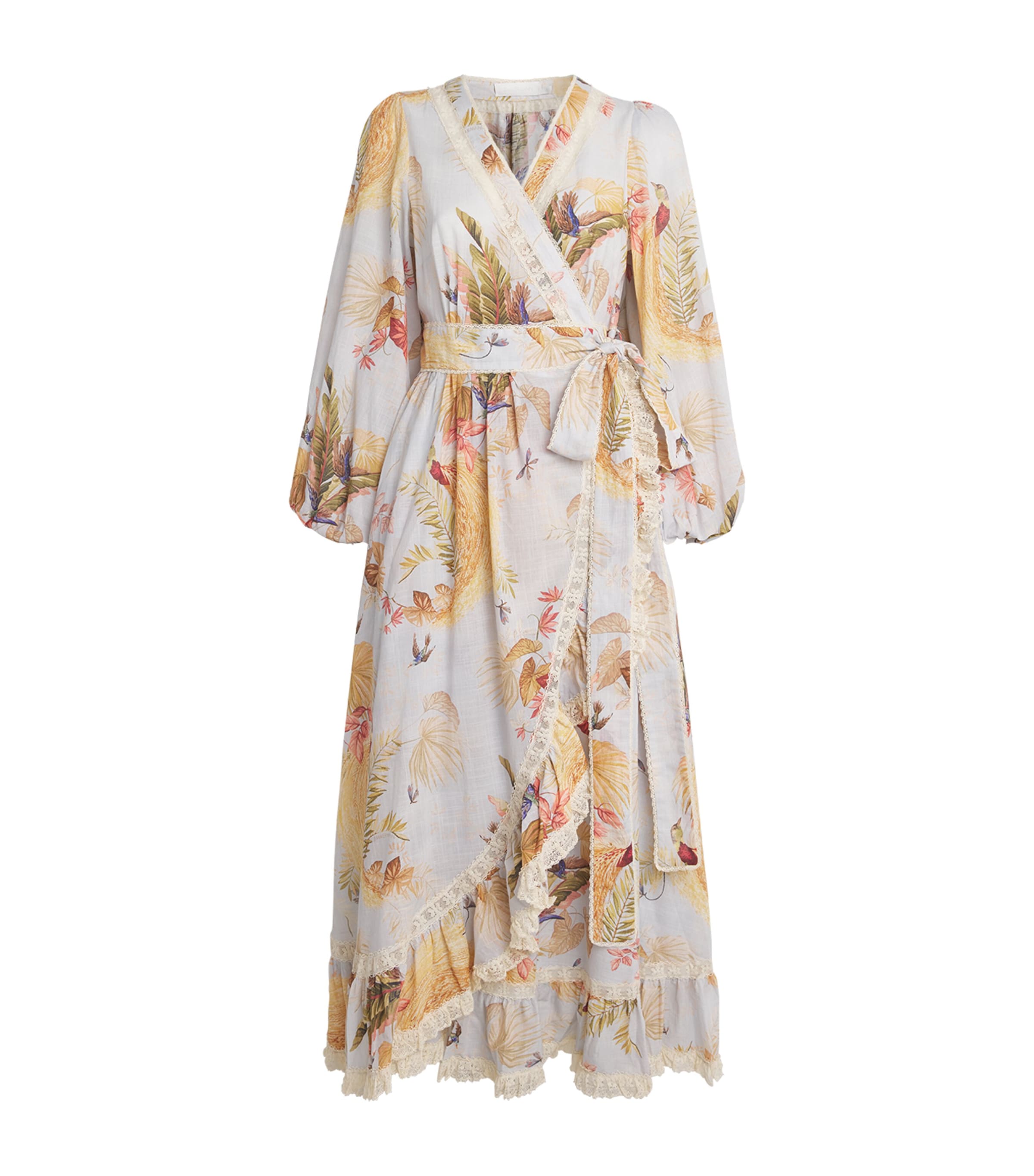 Cotton Palm Ascension Midi Wrap Dress