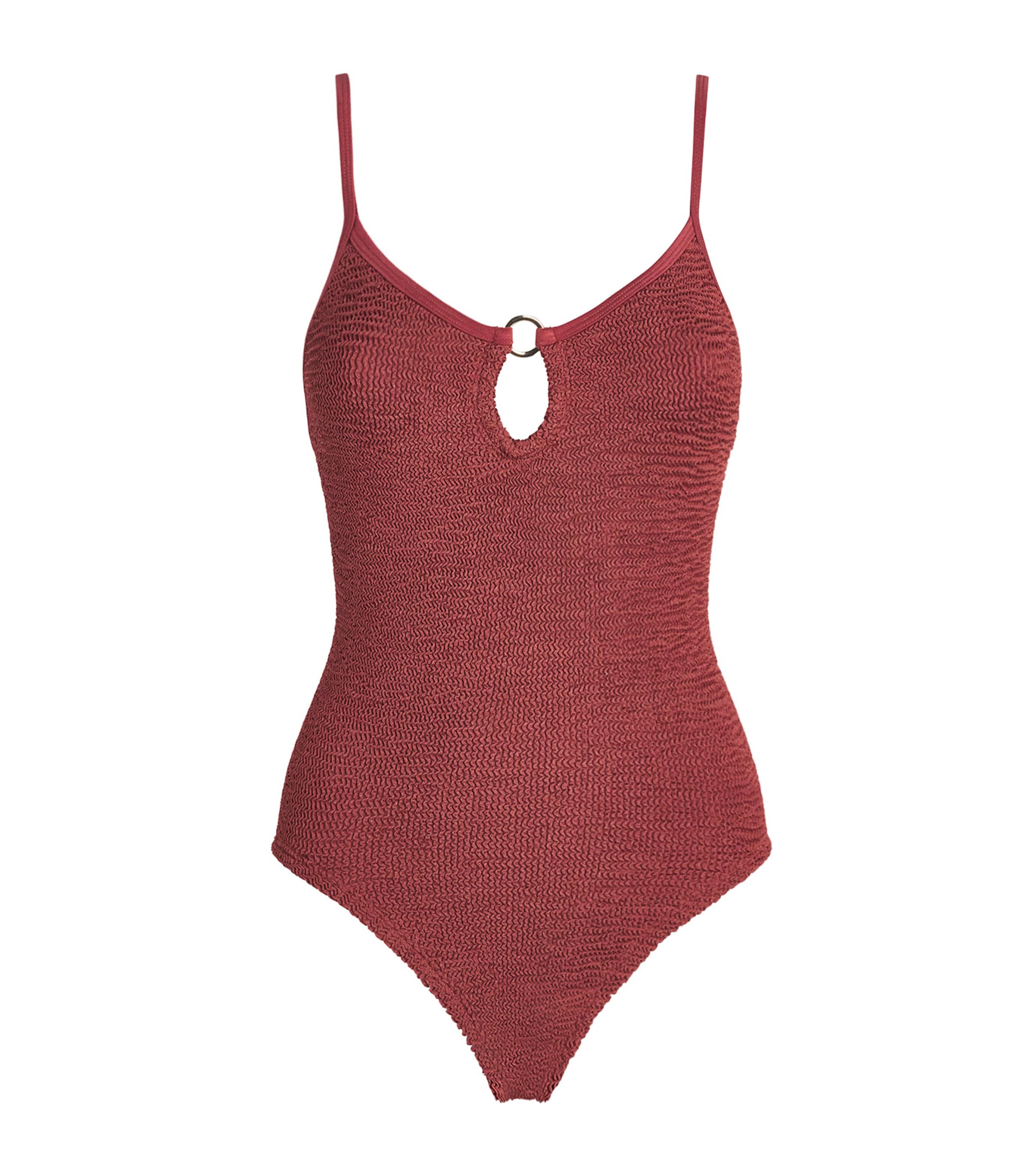Hunza G Womens Cut-Out Toni Swimsuit Metallic Rosewood