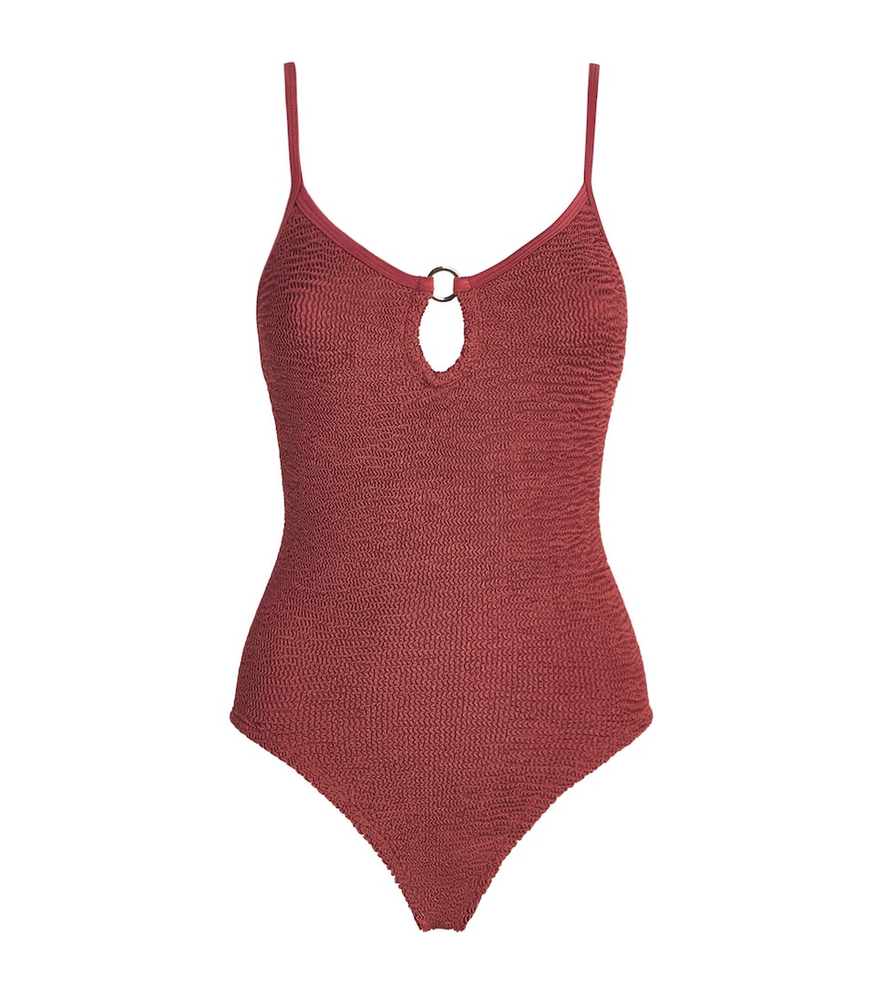 Hunza G Womens Cut-Out Toni Swimsuit Metallic Rosewood