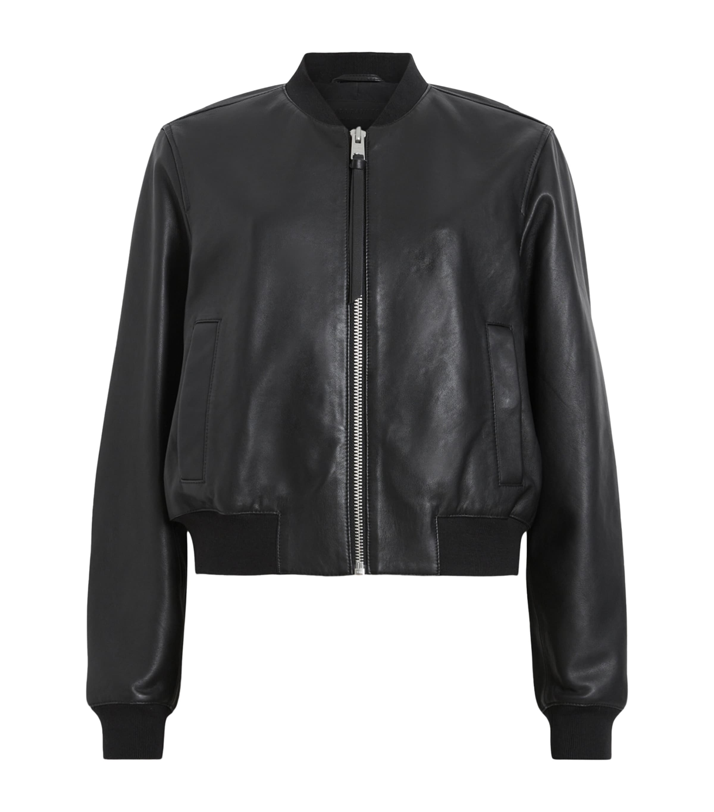 AllSaints Womens Leather Orten Bomber Jacket Black