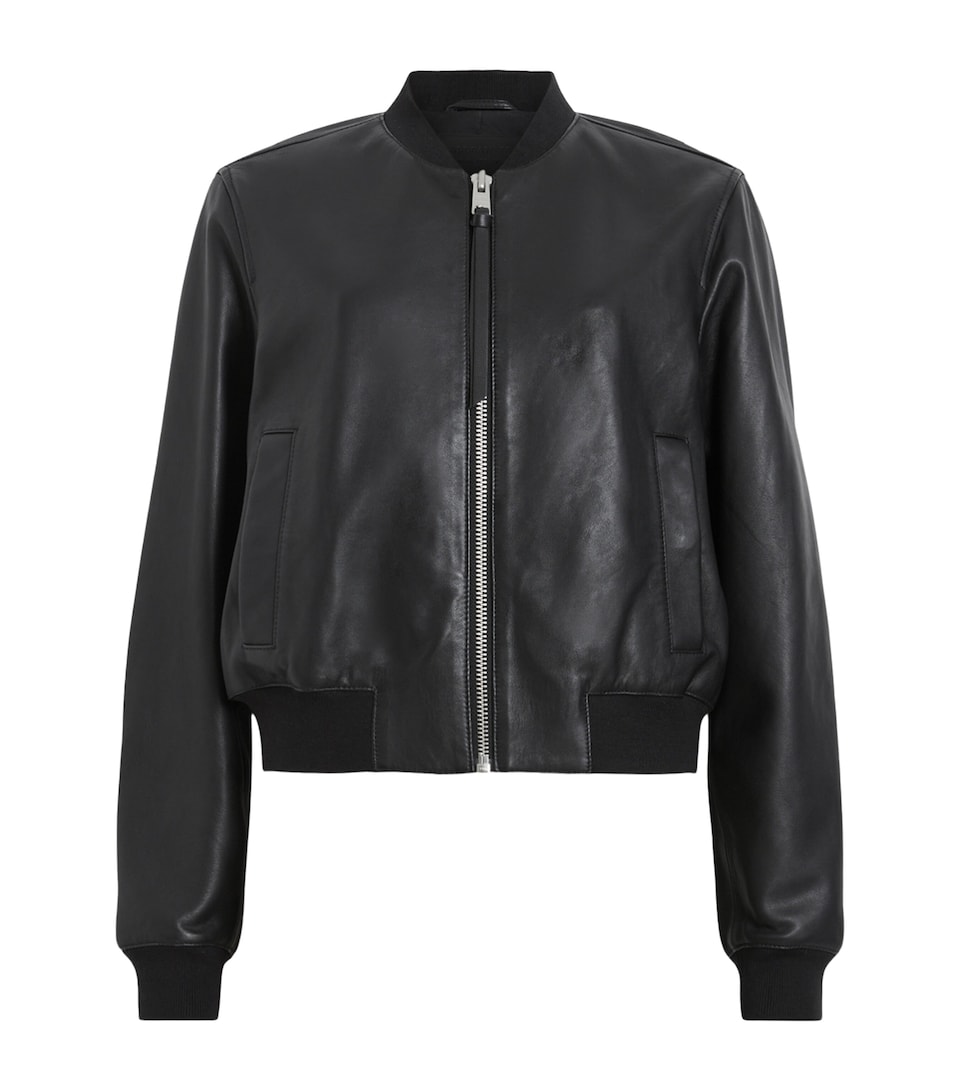 AllSaints Womens Leather Orten Bomber Jacket Black