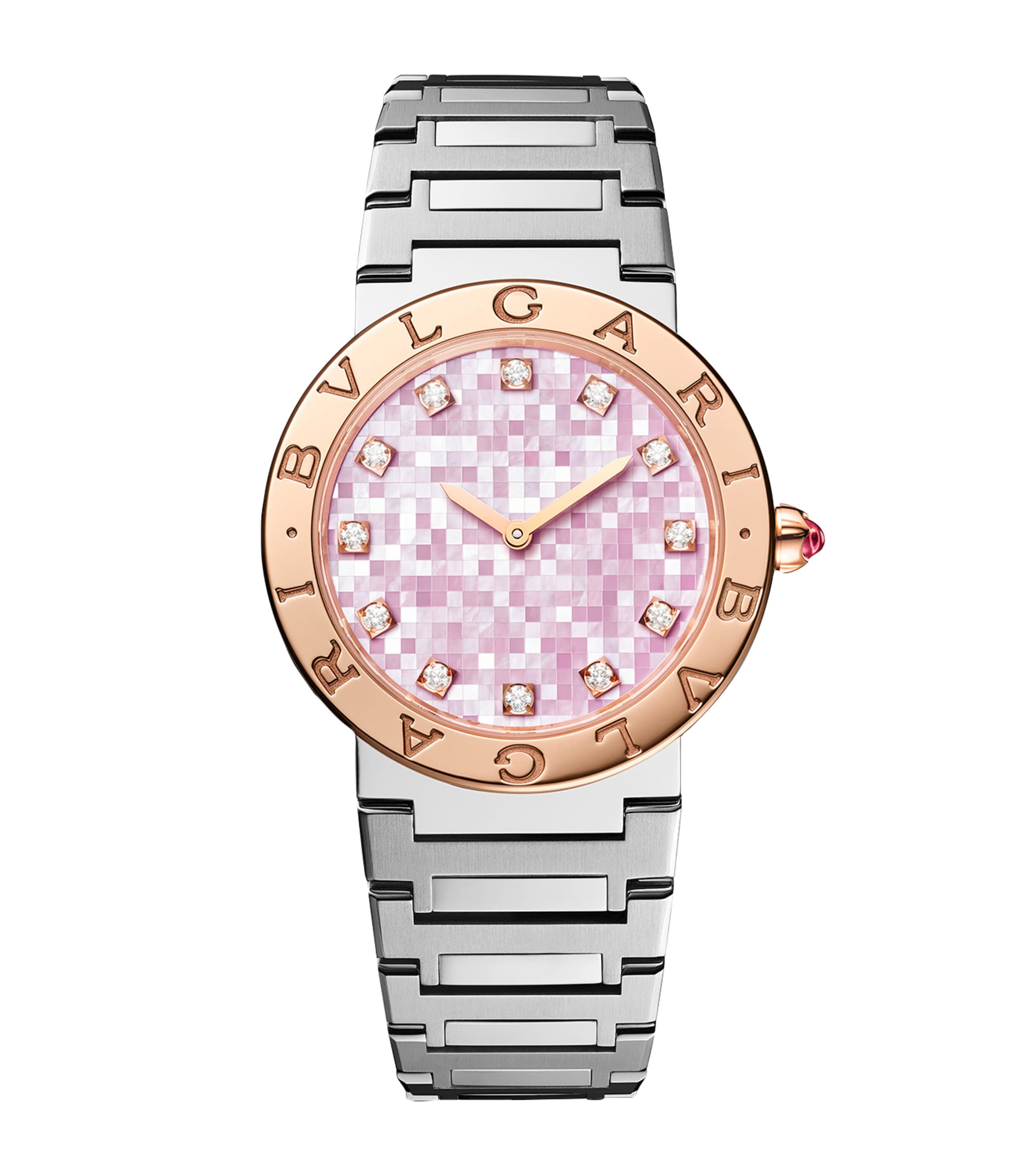Bvlgari Stainless Steel and Yellow Gold BVLGARI BVLGARI Watch 33mm Pink