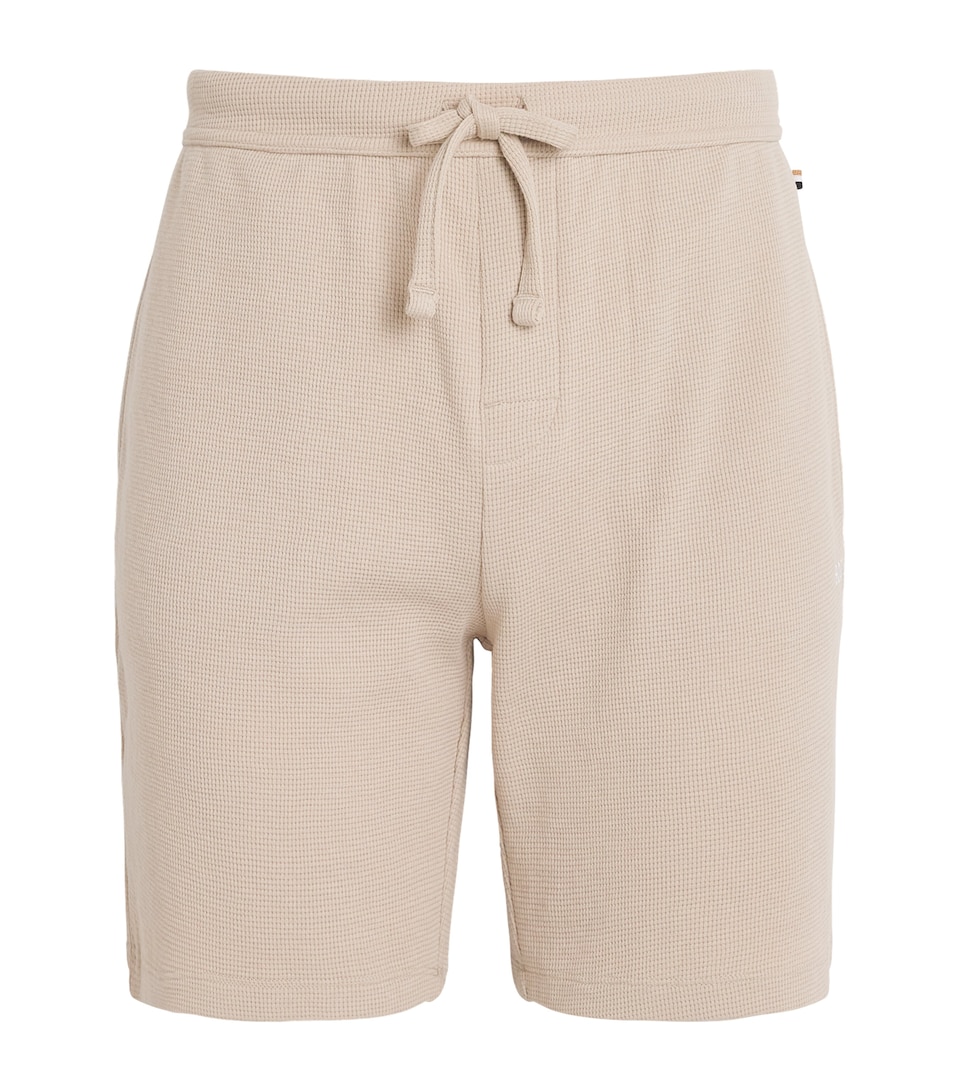 BOSS Mens Cotton-Blend Waffle-Knit Shorts Light Beige