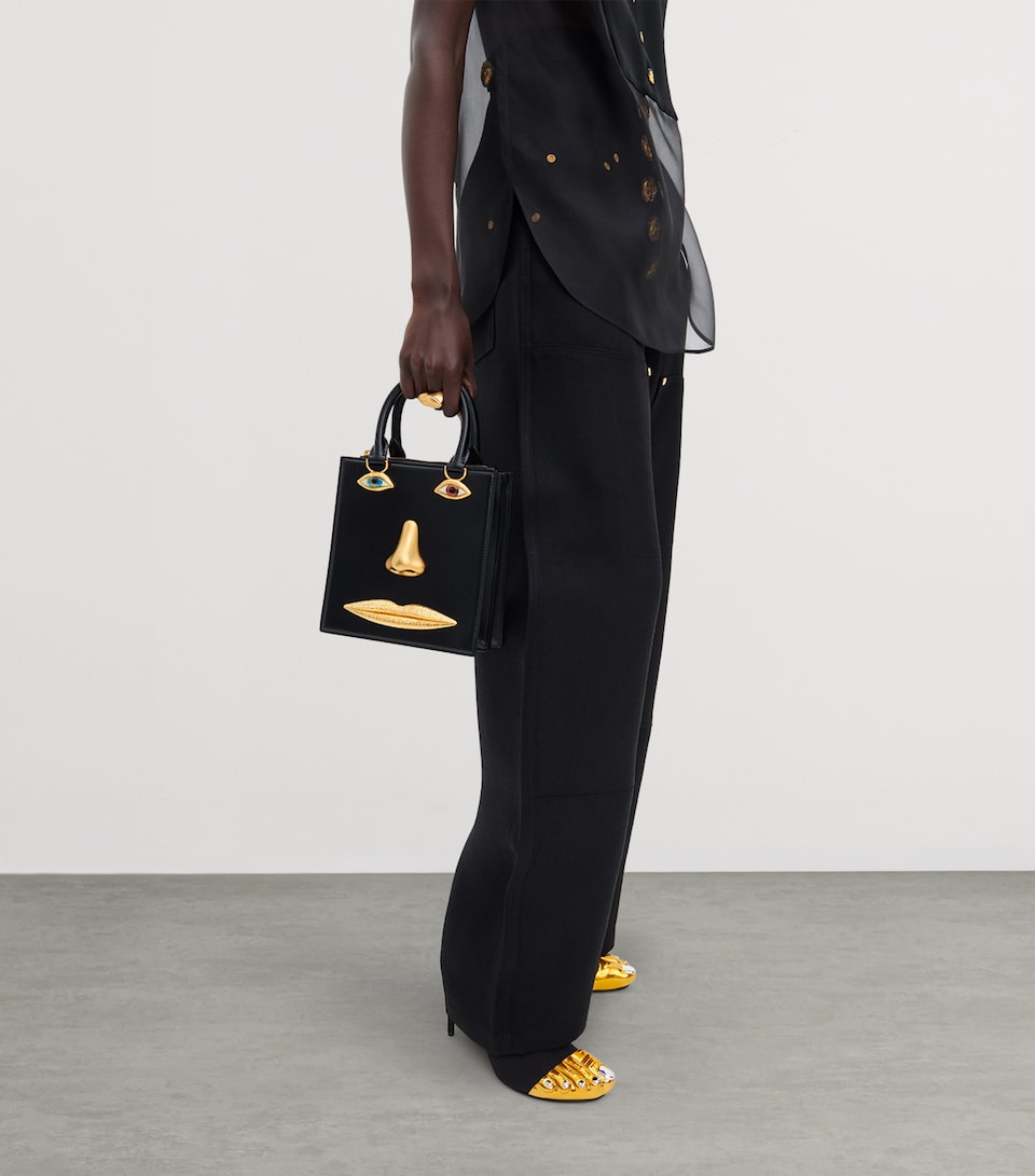 Schiaparelli Mini Leather Face Top-Handle Bag Black
