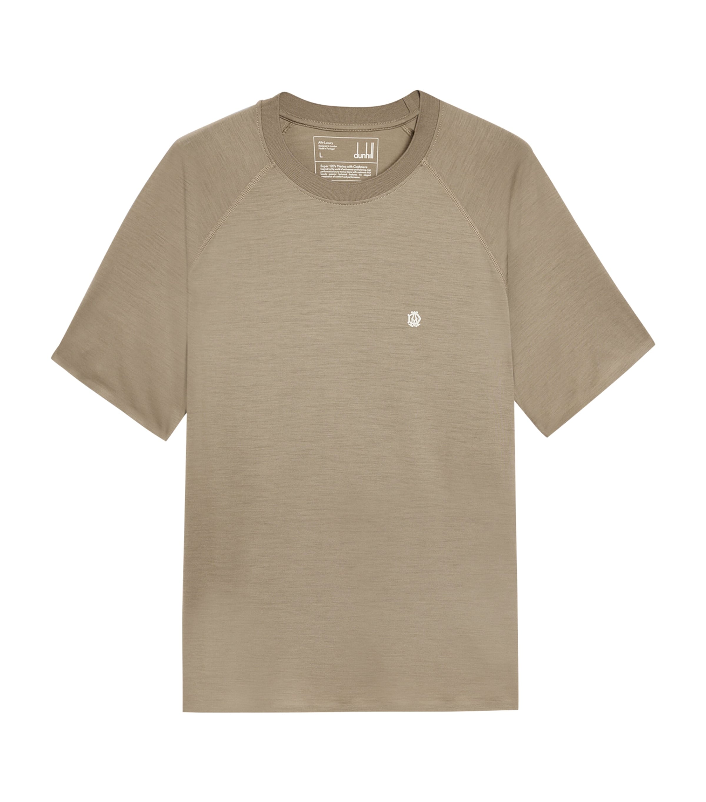 Dunhill Mens Wool-Cashmere Athluxury Logo T-Shirt Khaki