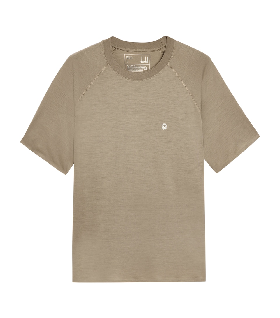 Dunhill Mens Wool-Cashmere Athluxury Logo T-Shirt Khaki